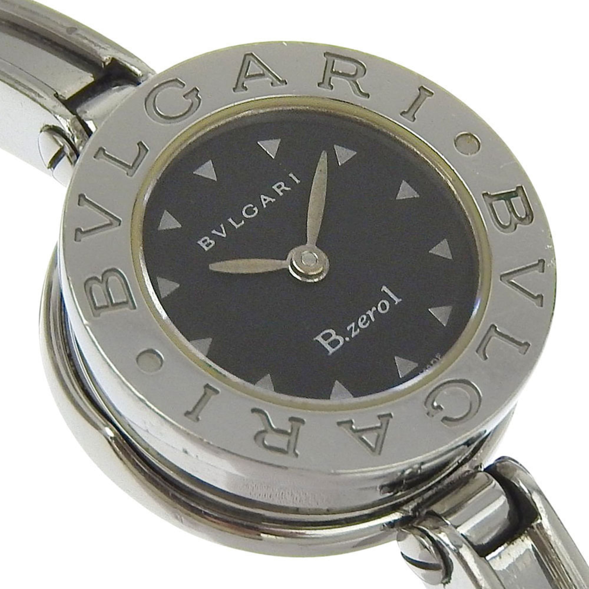 BVLGARI Bzero1-horloge, BZ22SS, roestvrij staal, kwarts uurwerk, analoge wijzerplaat, zwarte wijzerplaat, damesmodel