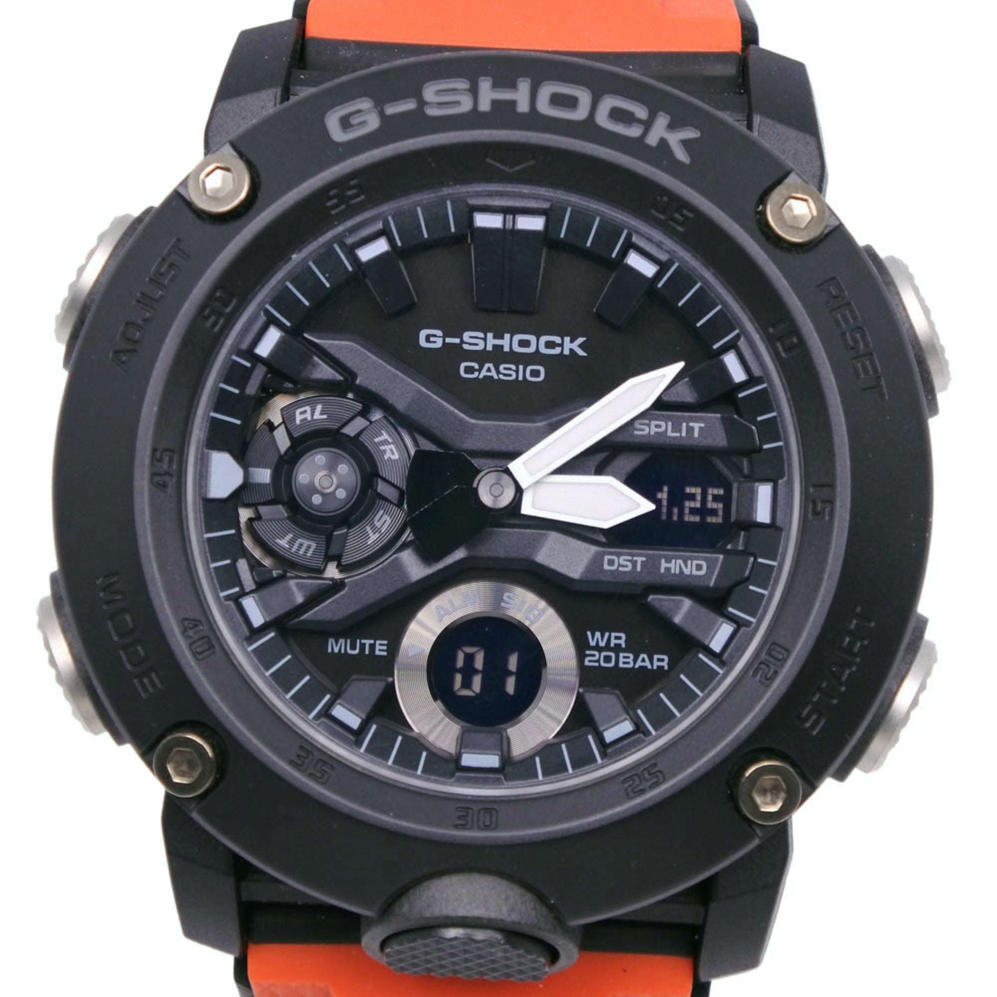 Casio G-SHOCK GA-2000-4JR Carbon Core Guard Watch, x Resin, Black Orange, Quartz, Analog-Digital, Dial, Men's