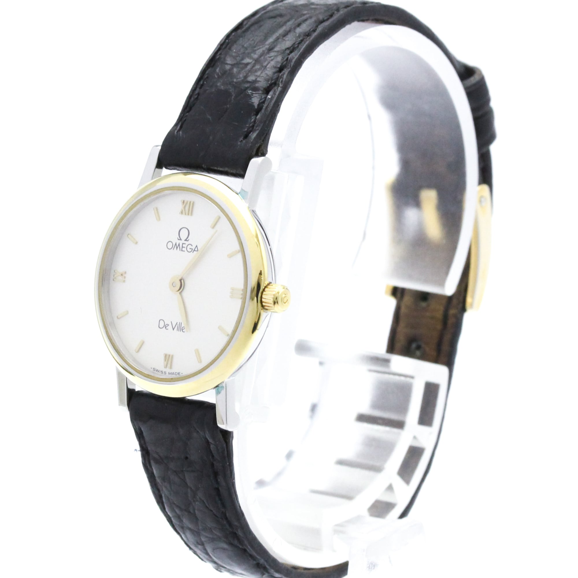 OMEGA De Ville Gold Plated Steel Quartz Ladies Watch 595.1111 Polished
