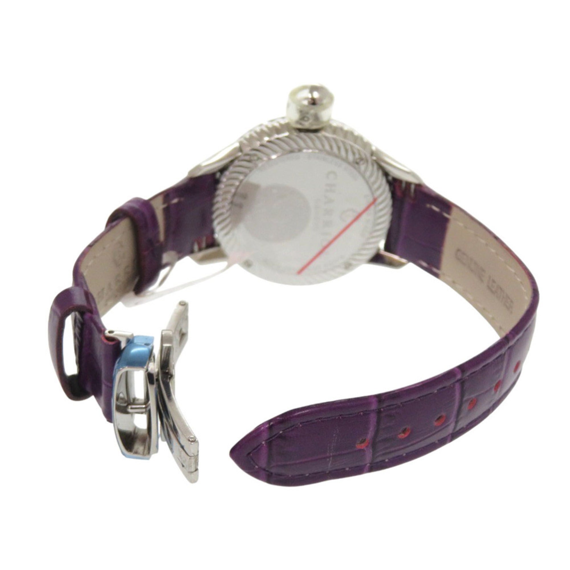 Ongebruikt Charriol Columbus 12-delig diamanten horloge CO36QS.369.003, roestvrij staal met reliëfleder, paarse wijzerplaat, quartz uurwerk, 0596 CHARRIOL