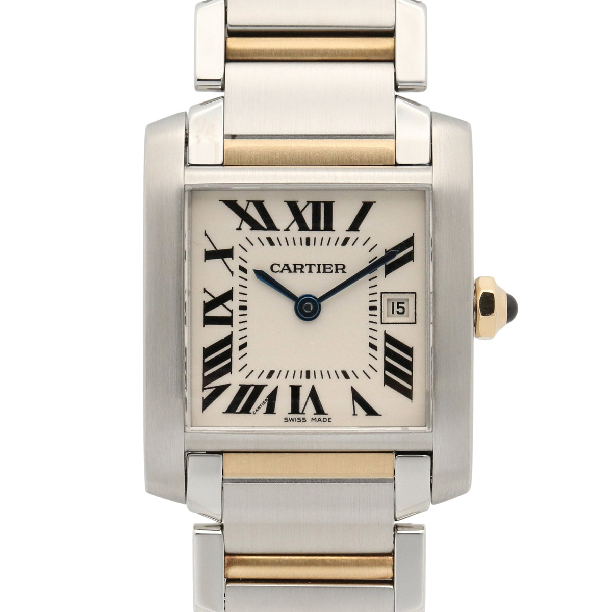 Cartier Tank Française MM W51012Q4 horloge met zilveren wijzerplaat, 25 mm