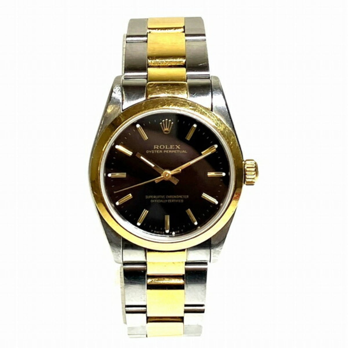 Rolex Oyster Perpetual 67483 horloge met zwarte wijzerplaat, 30 mm