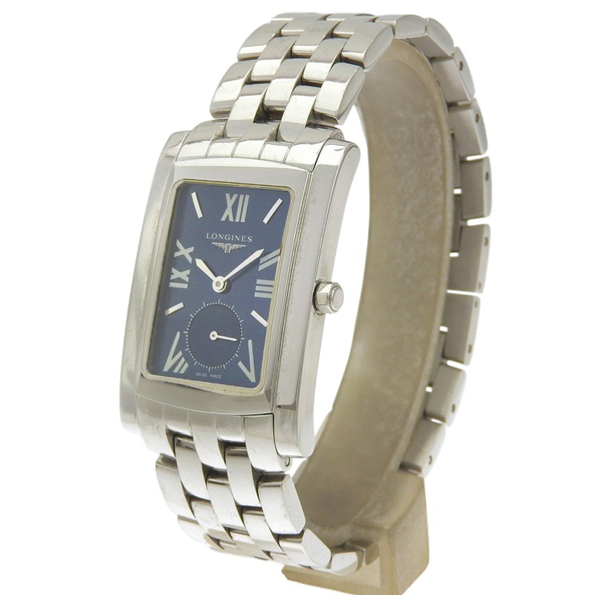 Longines DolceVita watch L5.655.4, stainless steel, silver, quartz, small seconds, navy dial, men's.