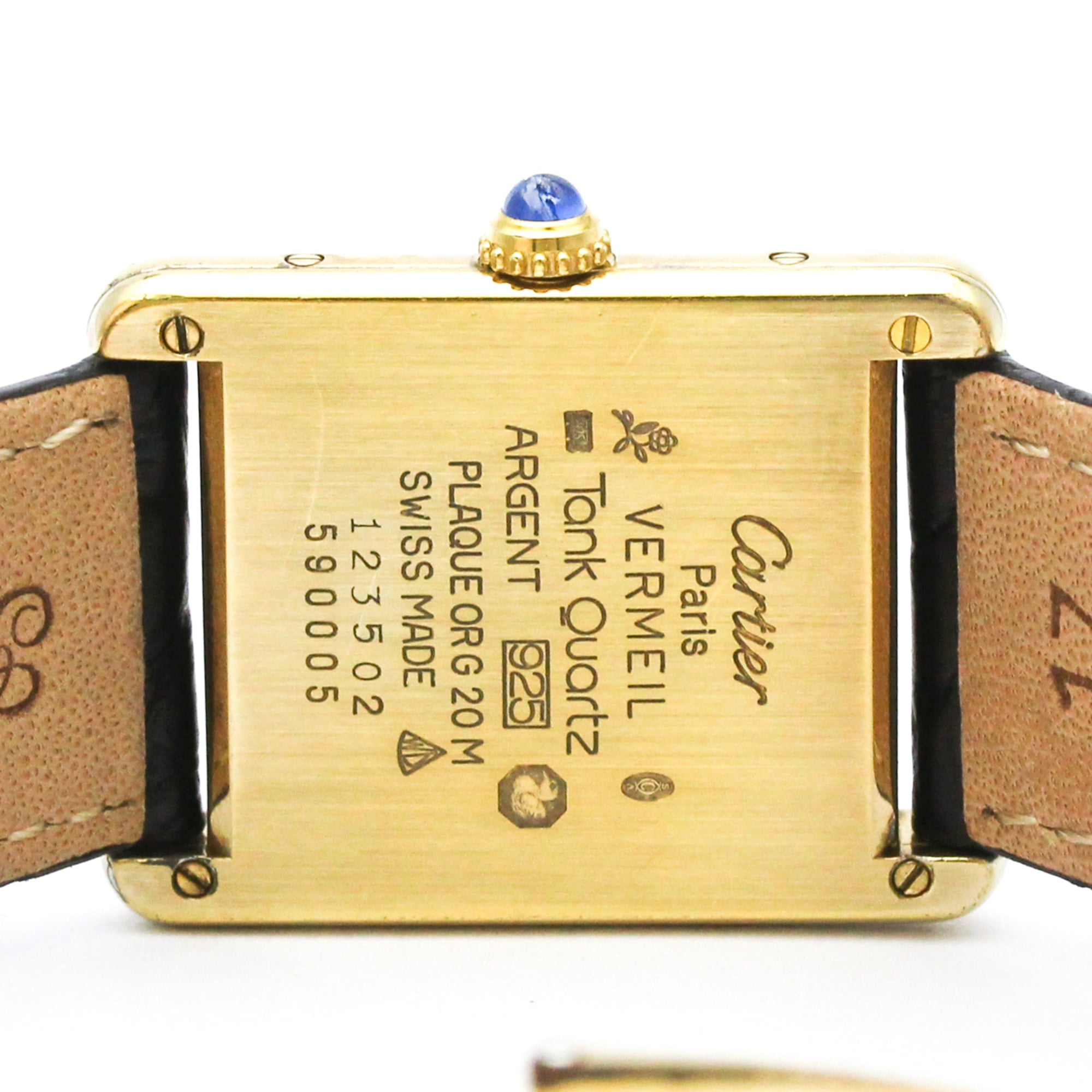 CARTIER Must Tank Vermeil verguld leren quartz herenhorloge 590005