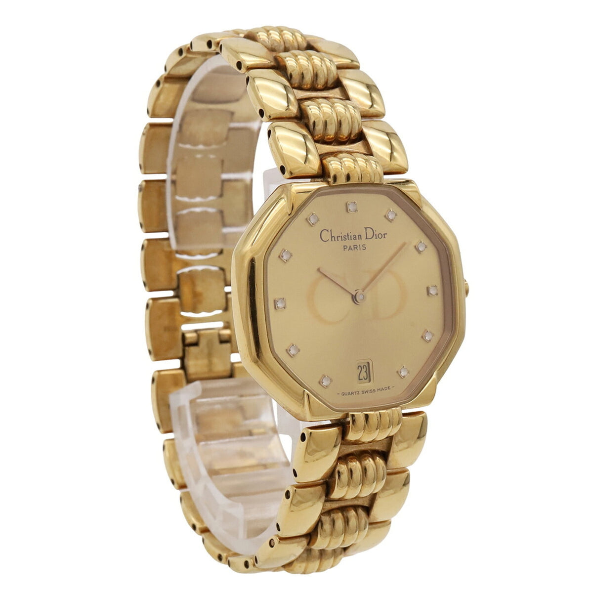 Christian Dior Octagon D45.154 horloge met gouden wijzerplaat, 32 mm