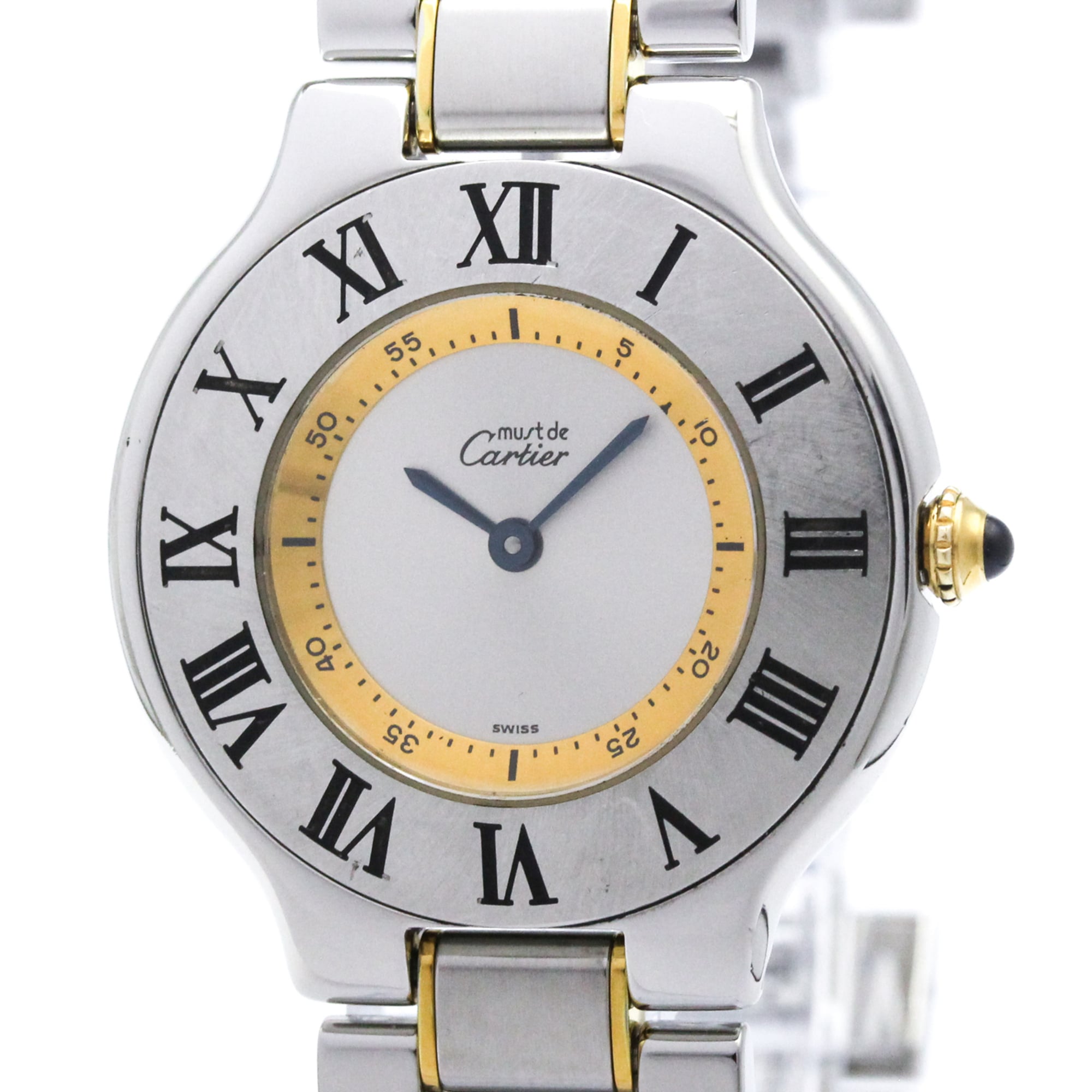 CARTIER Must 21 Gold Plated Steel Quartz Ladies Watch W10074R6 Polished