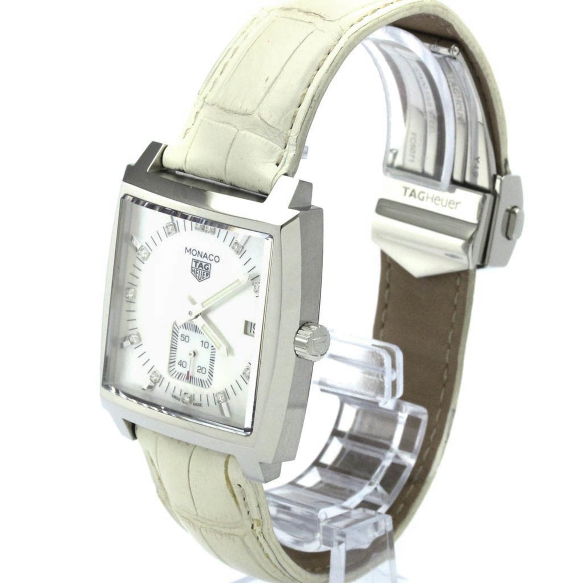TAG HEUER Monaco Lady Diamond MOP Dial Quartz Watch WAW131B Polished