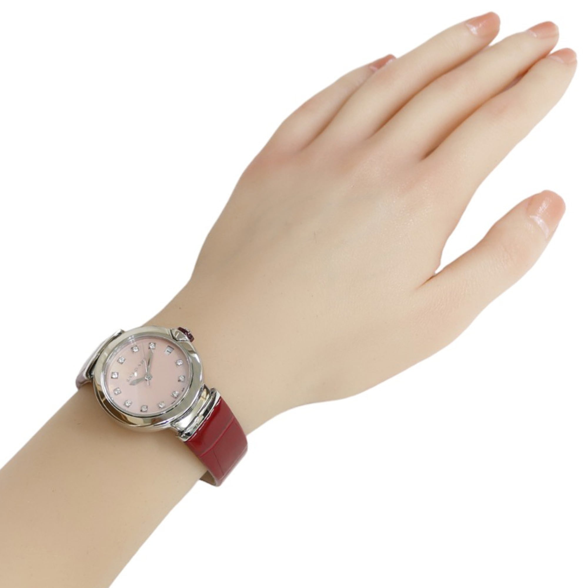 Bvlgari Lucea Stainless Steel Watch LU33C2SLD/11 Automatic Women's BVLGARI Pink Shell with 11 Diamonds, Overhauled