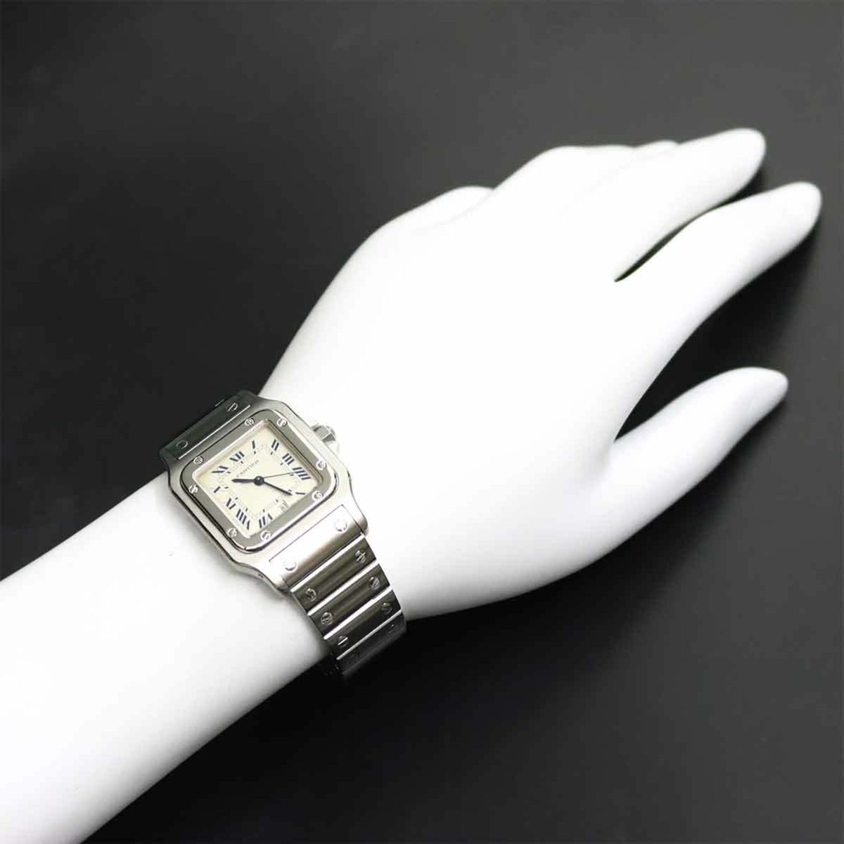 Cartier Santos Galbee LM W20018D6 horloge met ivoorkleurige wijzerplaat, 29 mm
