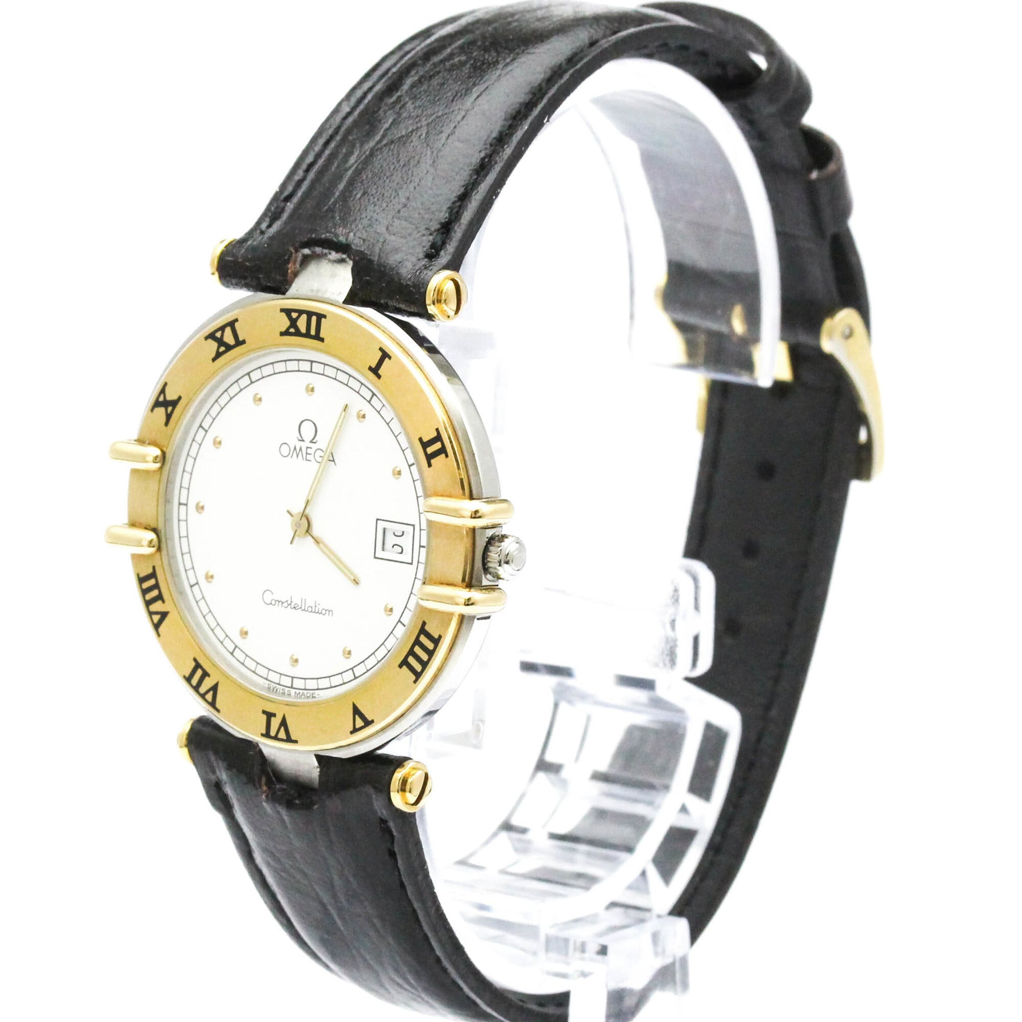 OMEGA Constellation Date 18K Gold Steel Mens Watch 196.0360 Polished