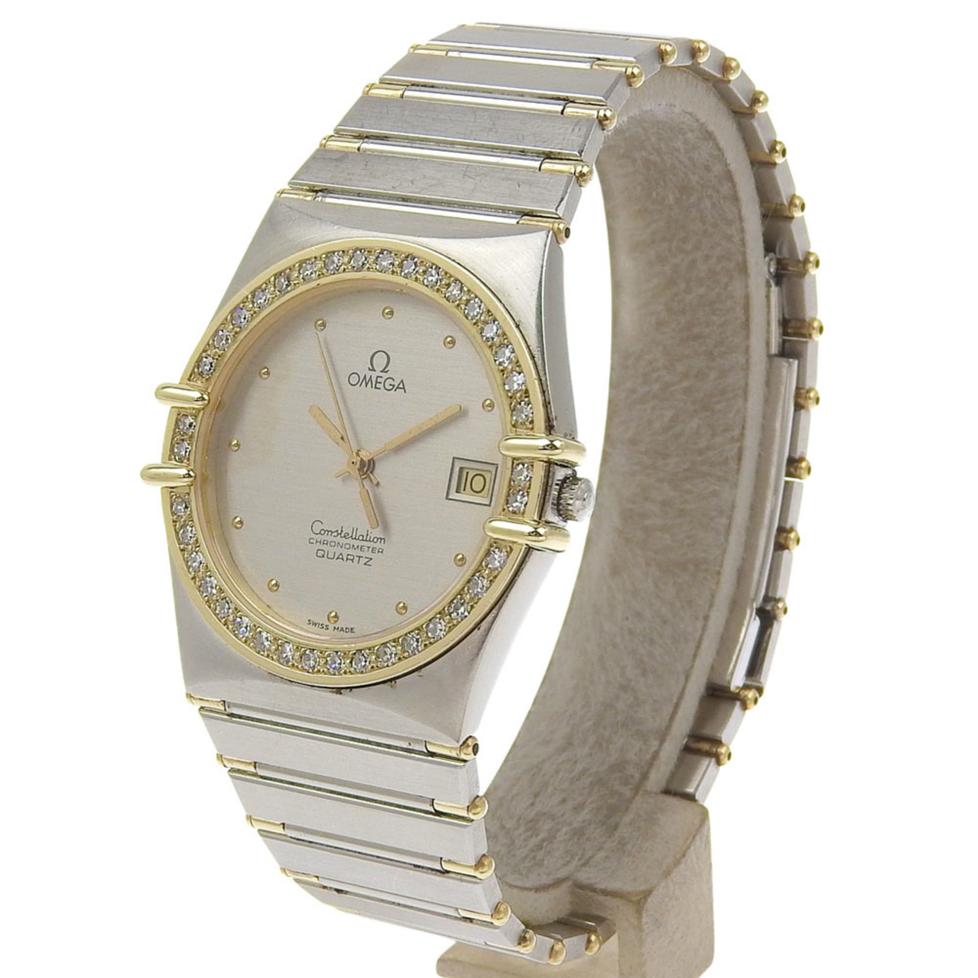 OMEGA Constellation Men's Watch, Stainless Steel with Diamonds, Quartz Movement, Analog Display, Silver Dial