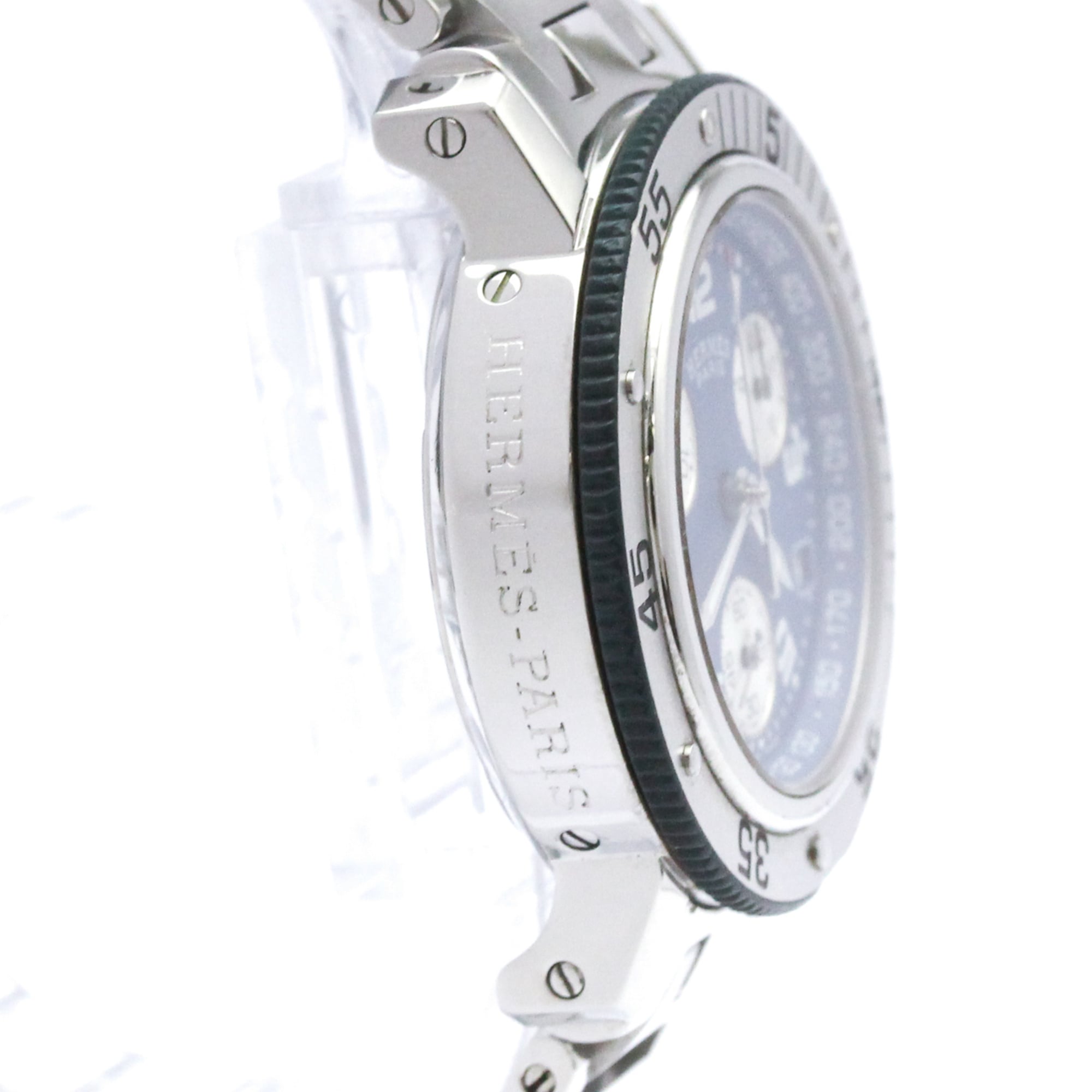 HERMES Clipper Diver Chronograph Quartz Ladies Watch CL2.317 Polished