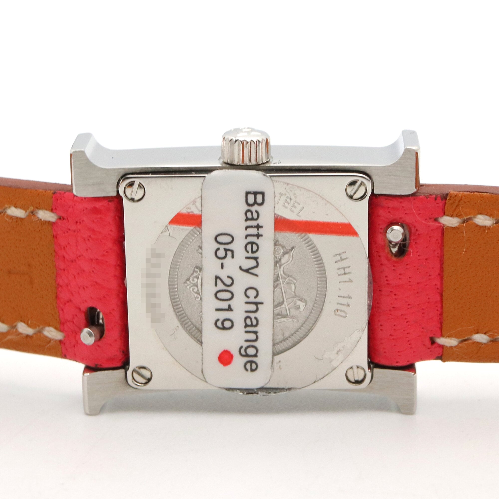 Montre-bracelet Hermès H-Watch Mini Double Tour, acier inoxydable, bracelet en cuir, pour femme, Blanc (HH1.110)