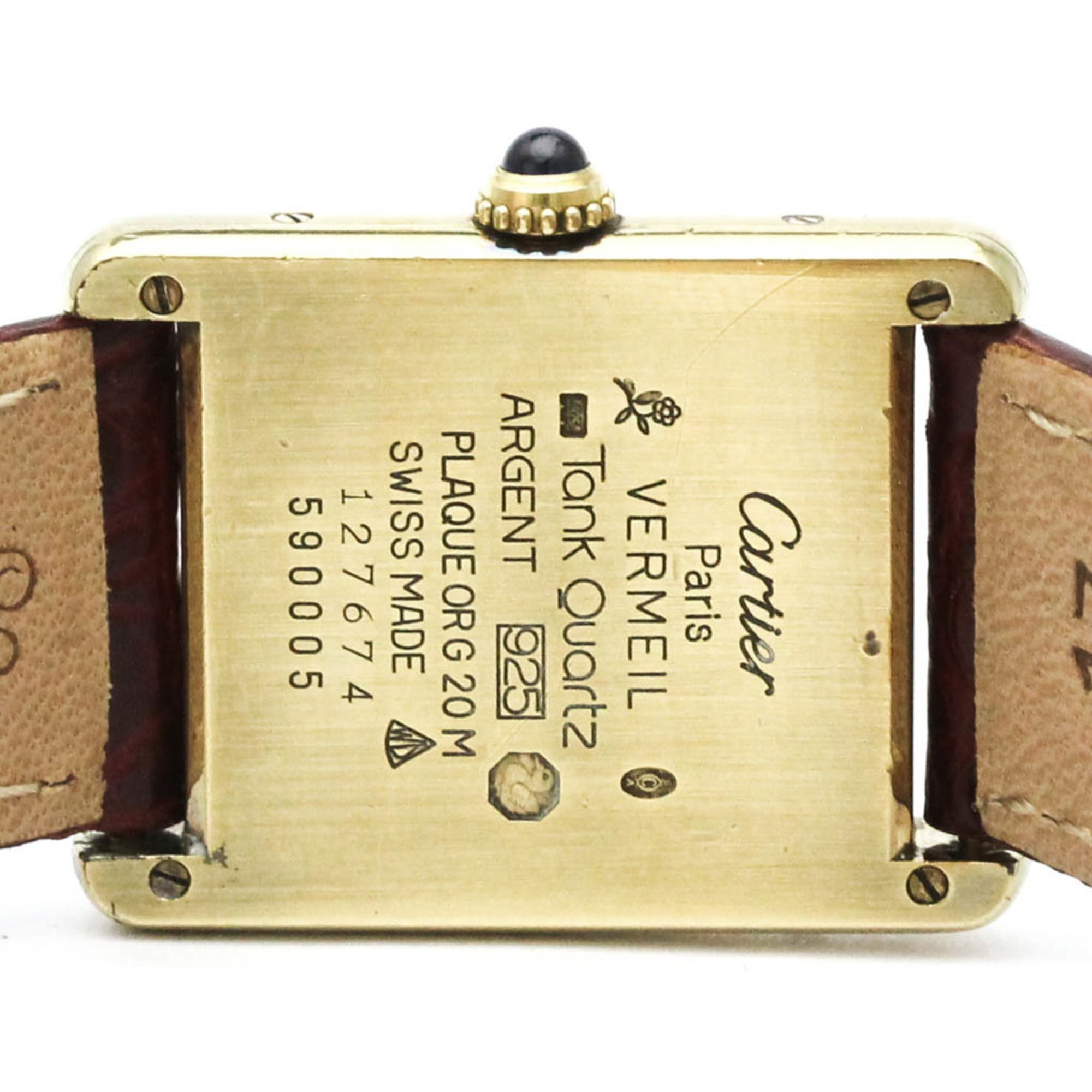 CARTIER Tank Vermeil verguld leren quartz herenhorloge 590005