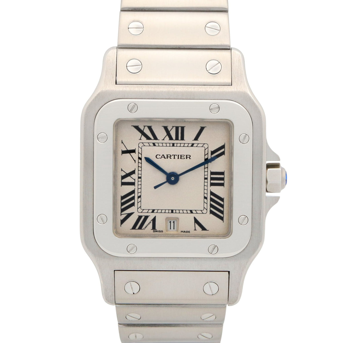 Montre Cartier Santos Galbee LM W20060D6, cadran argenté, 29 mm