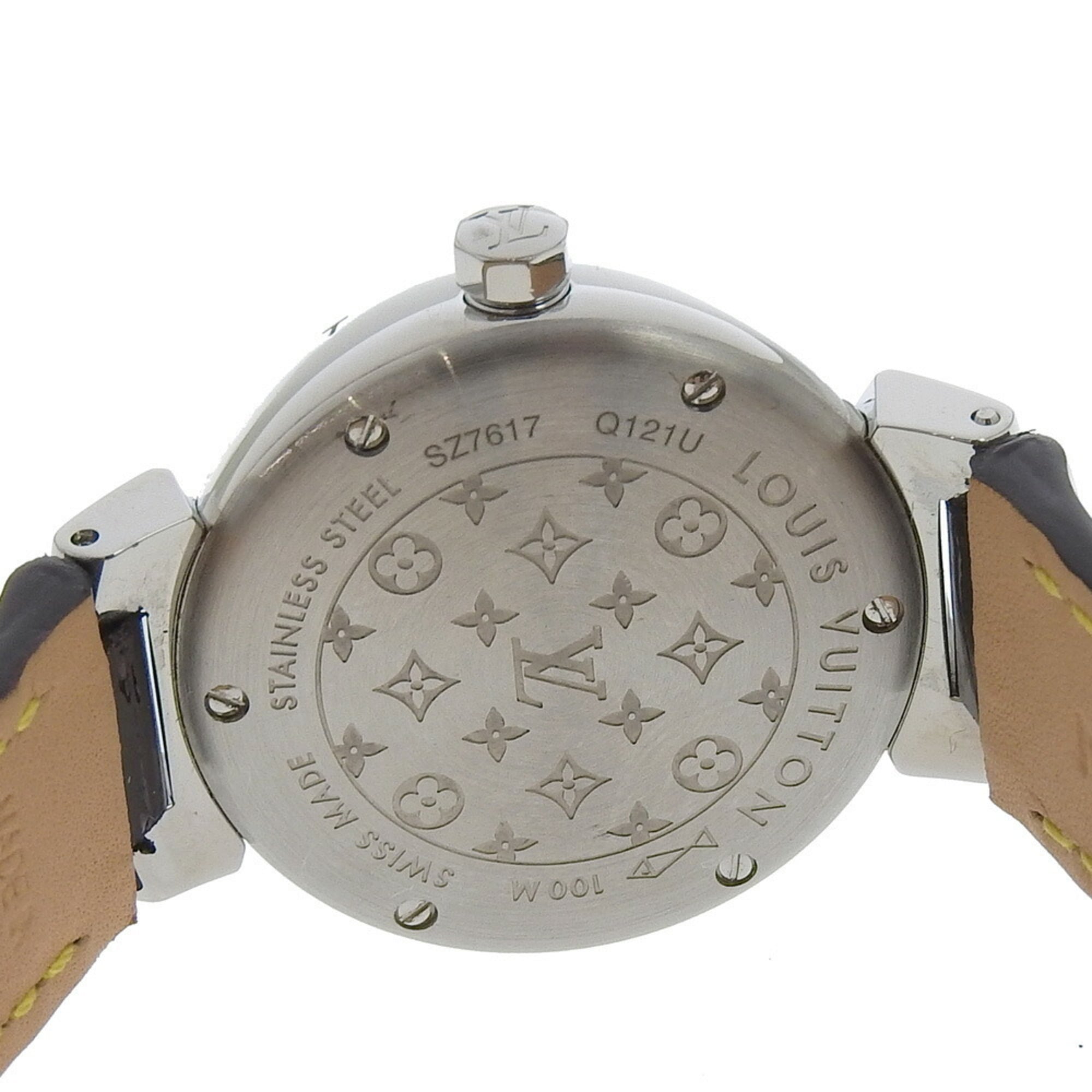 Louis Vuitton Tambour-horloge Disc Diamant Amarante Q121U roestvrij staal x Monogram Vernis, diamant, quartz, analoge wijzerplaat, amarantkleurige wijzerplaat, damesmodel
