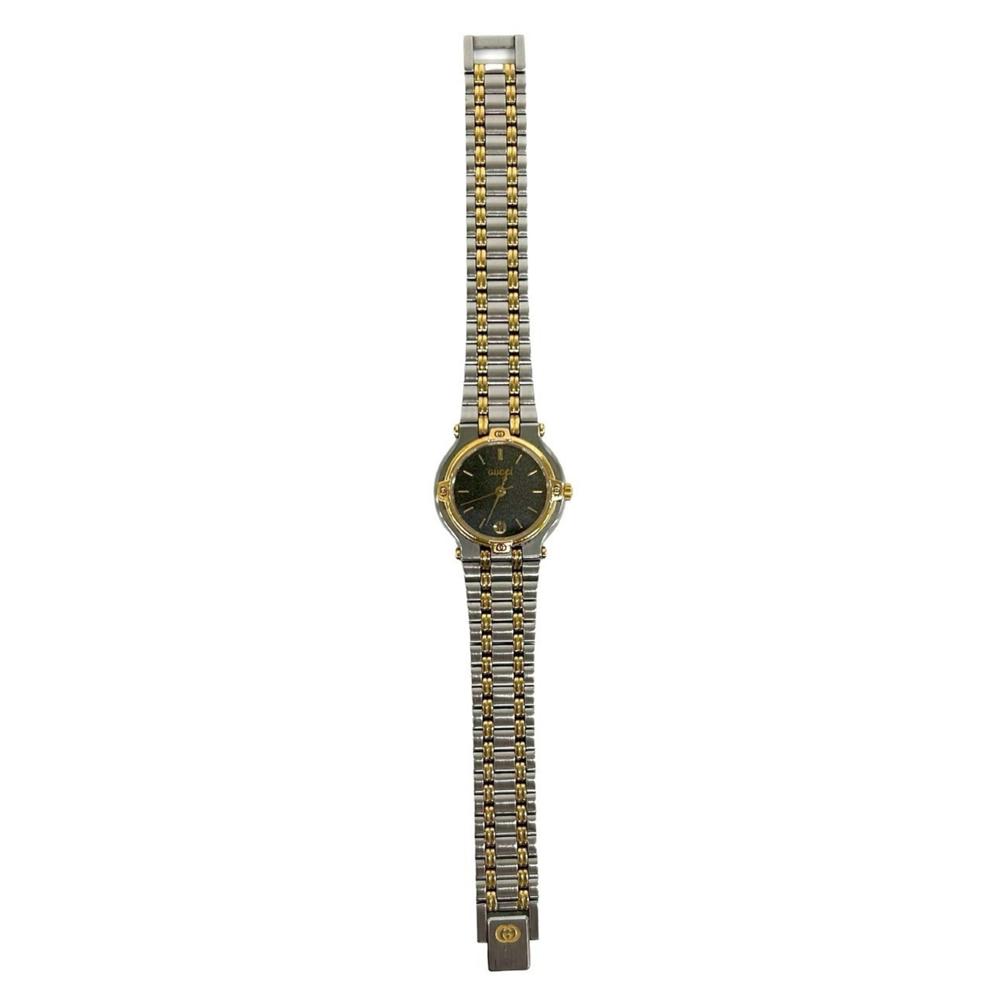 GUCCI 9000L Logo Engraved Stainless Steel Quartz Wrist Silver 26018