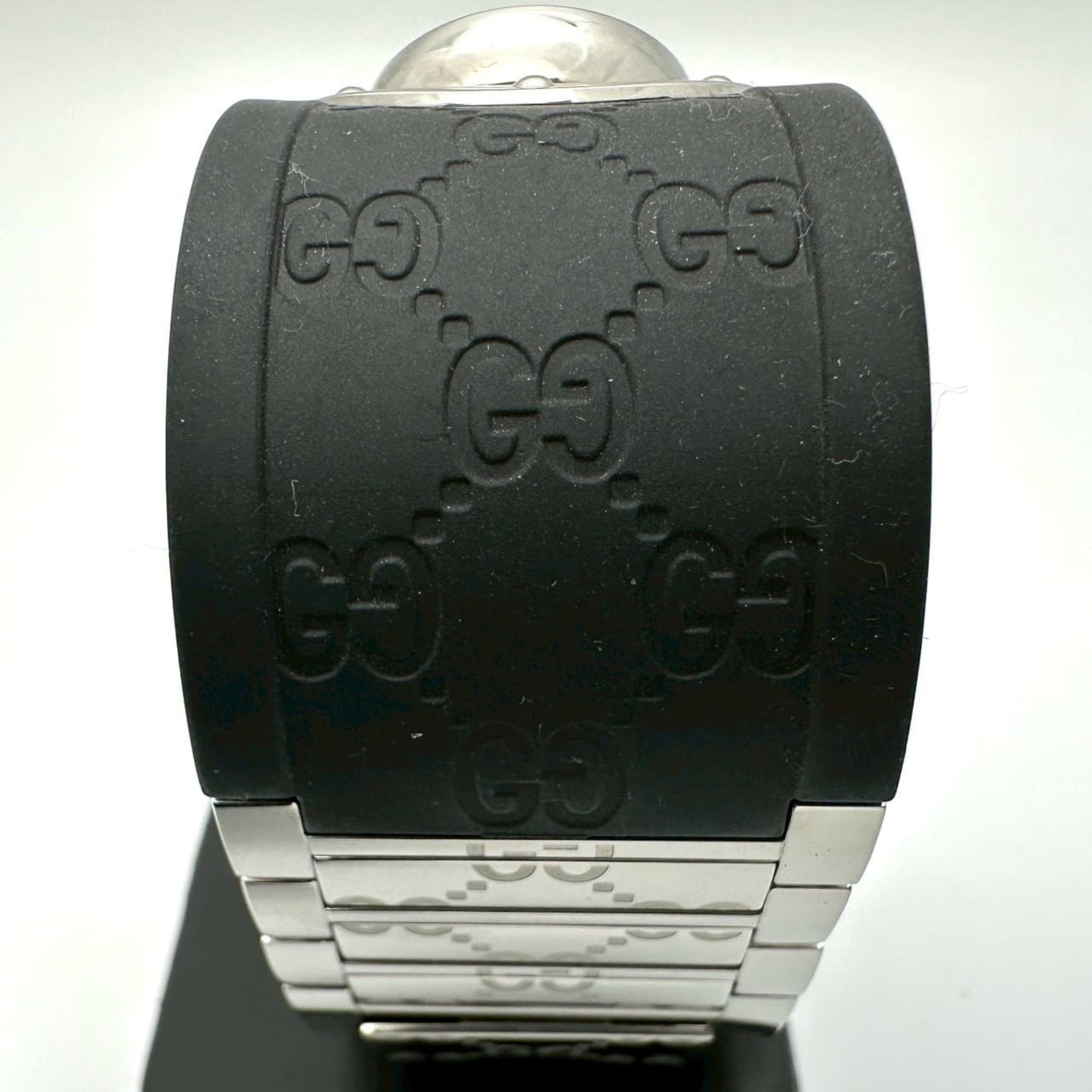 GUCCI Toile-armbandhorloge 112 GG, rubber, quartz, zwart, dames