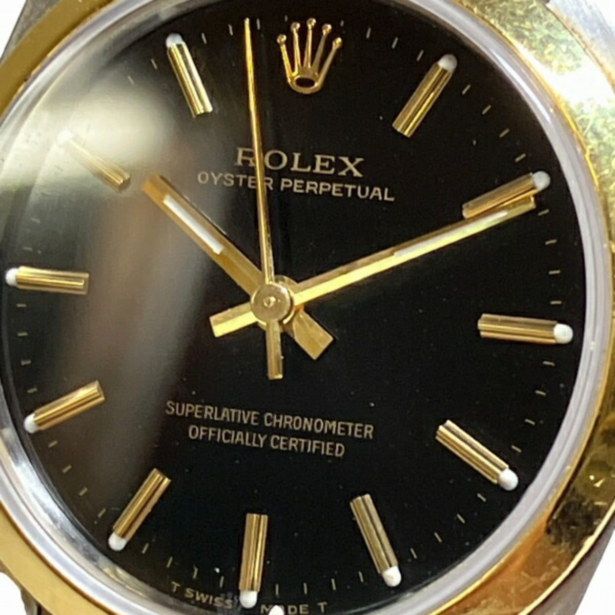 Rolex Oyster Perpetual 67483 horloge met zwarte wijzerplaat, 30 mm