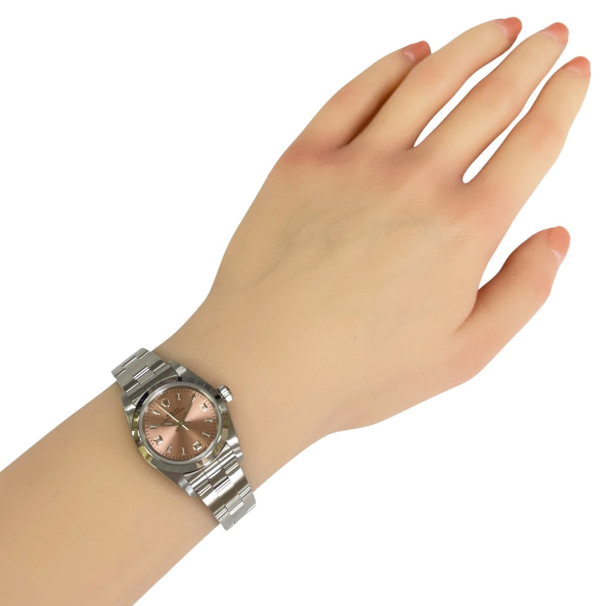 Rolex Oyster Perpetual 76080 met roze wijzerplaat, 25 mm horloge