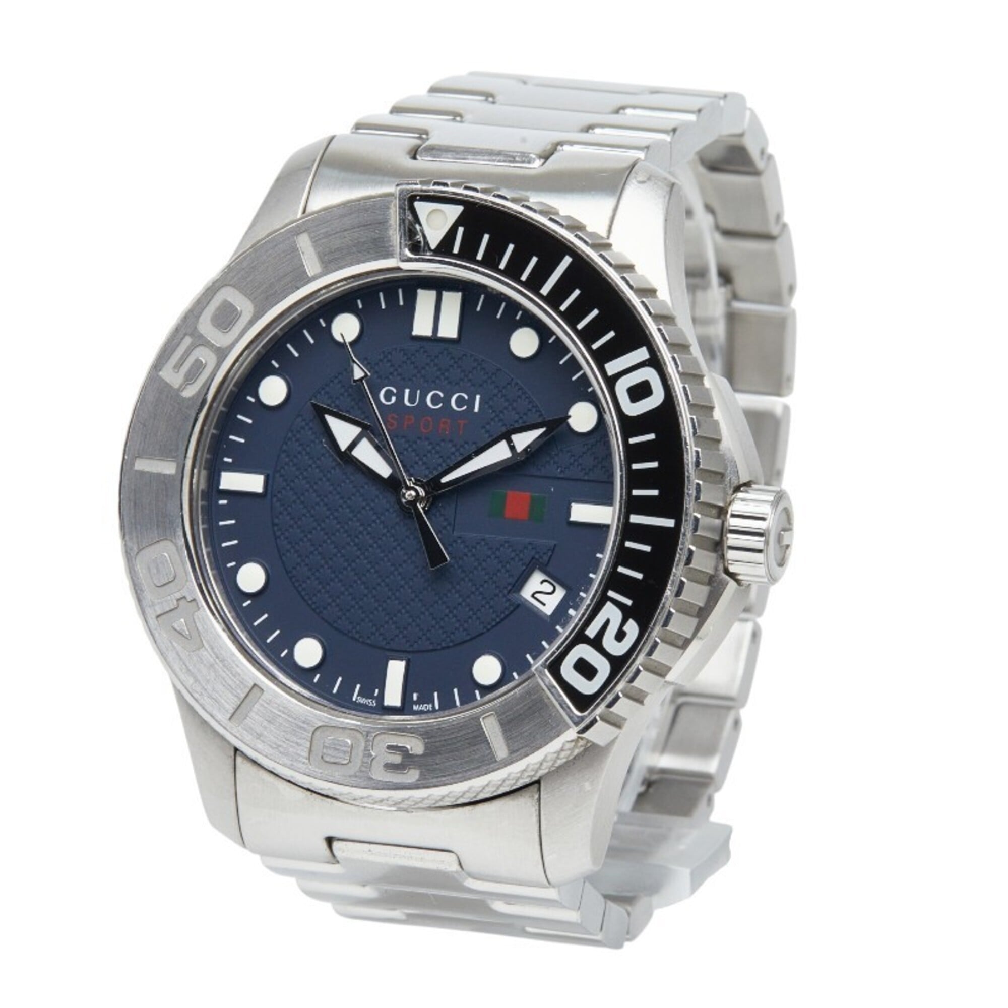 Gucci G-Timeless Sport Watch YA126253 Quartz Navy Dial Stainless Steel Men's GUCCI