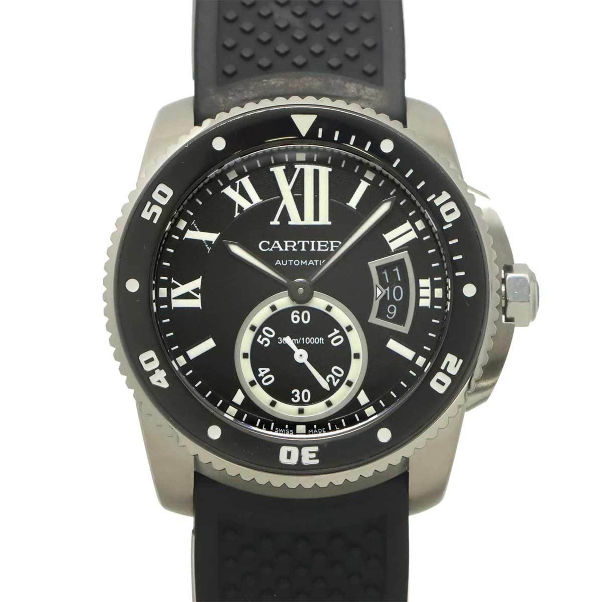 Cartier Calibre de Diver W7100056 Men's Watch, Date, Black, Automatic Movement