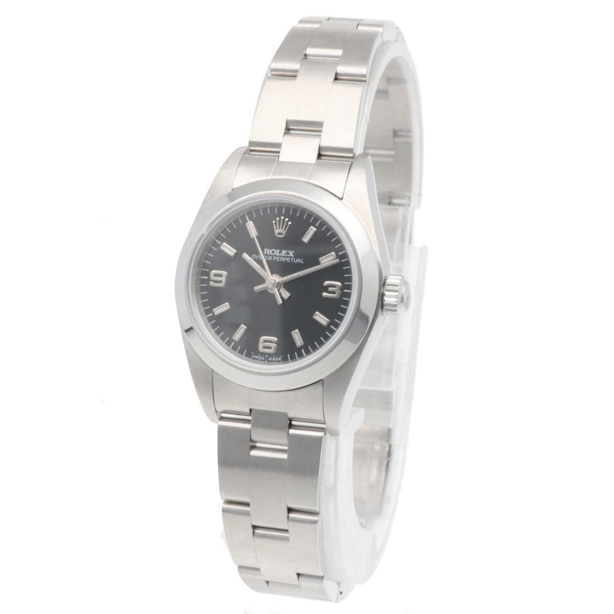 Rolex Oyster Perpetual 76080 Schwarz Zifferblatt 26 mm Uhr
