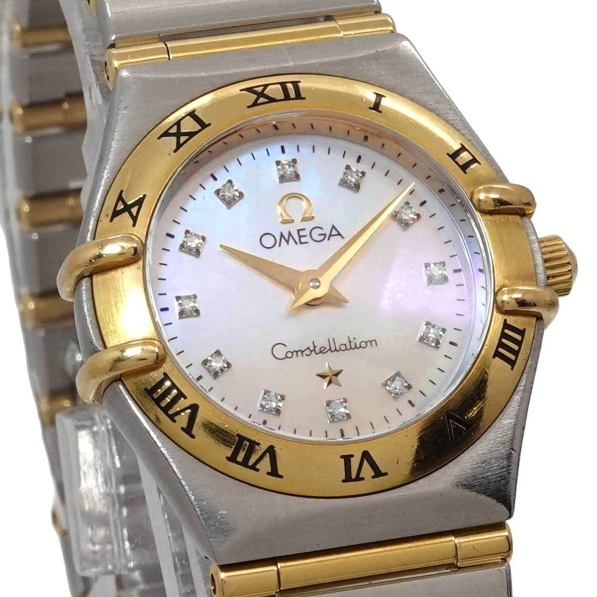 Omega Constellation Mini Combination 1262 75 Weiß Gehäuse Zifferblatt 22 mm Uhr