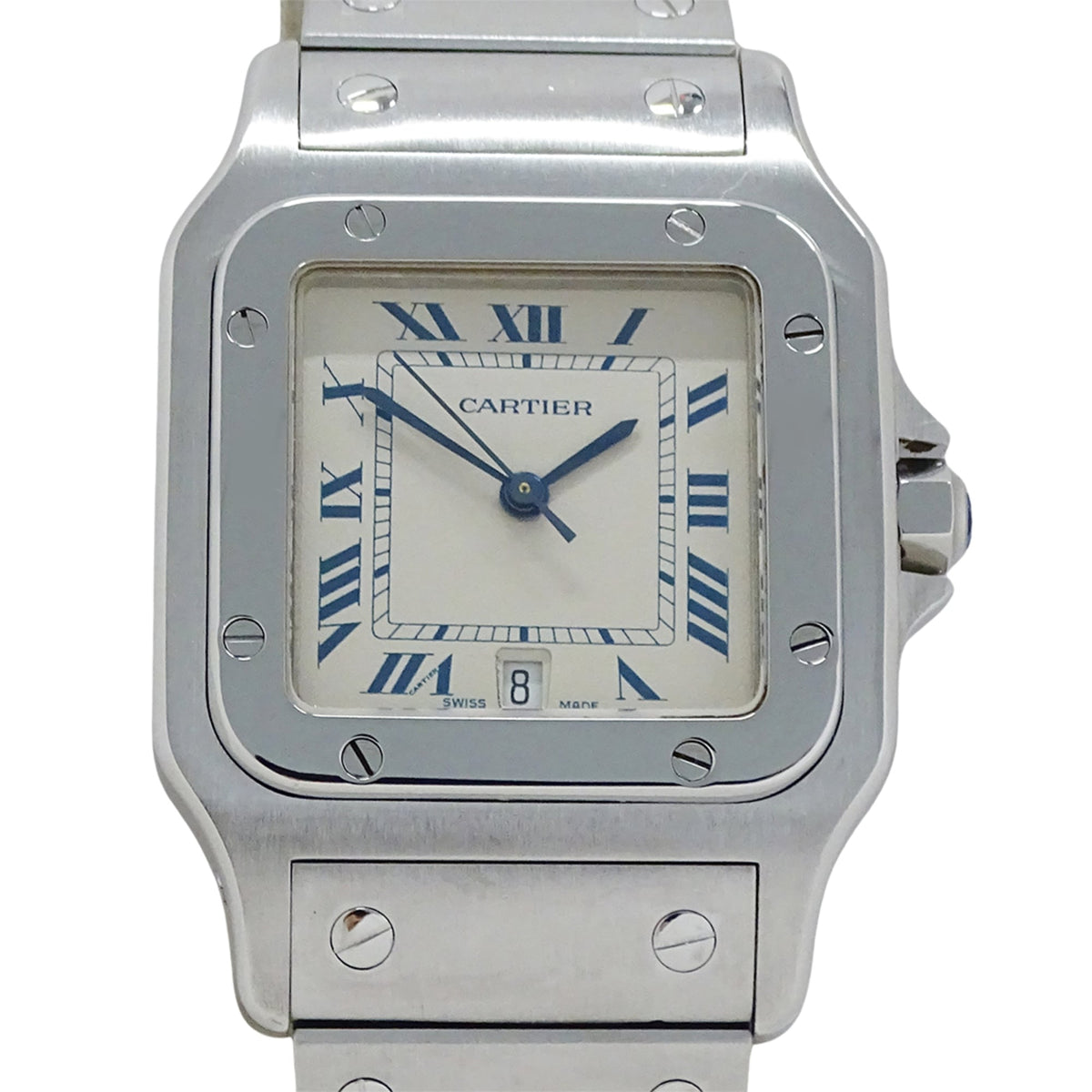 Cartier Santos Galbee LM date W20018D6 Ivory Dial 29mm Watch