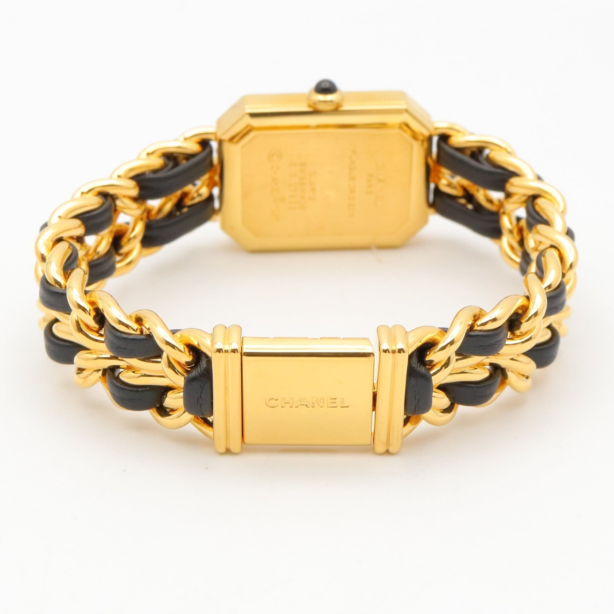 Montre Chanel CHANEL Première M, cuir plaqué or, femme, Noir, H0001