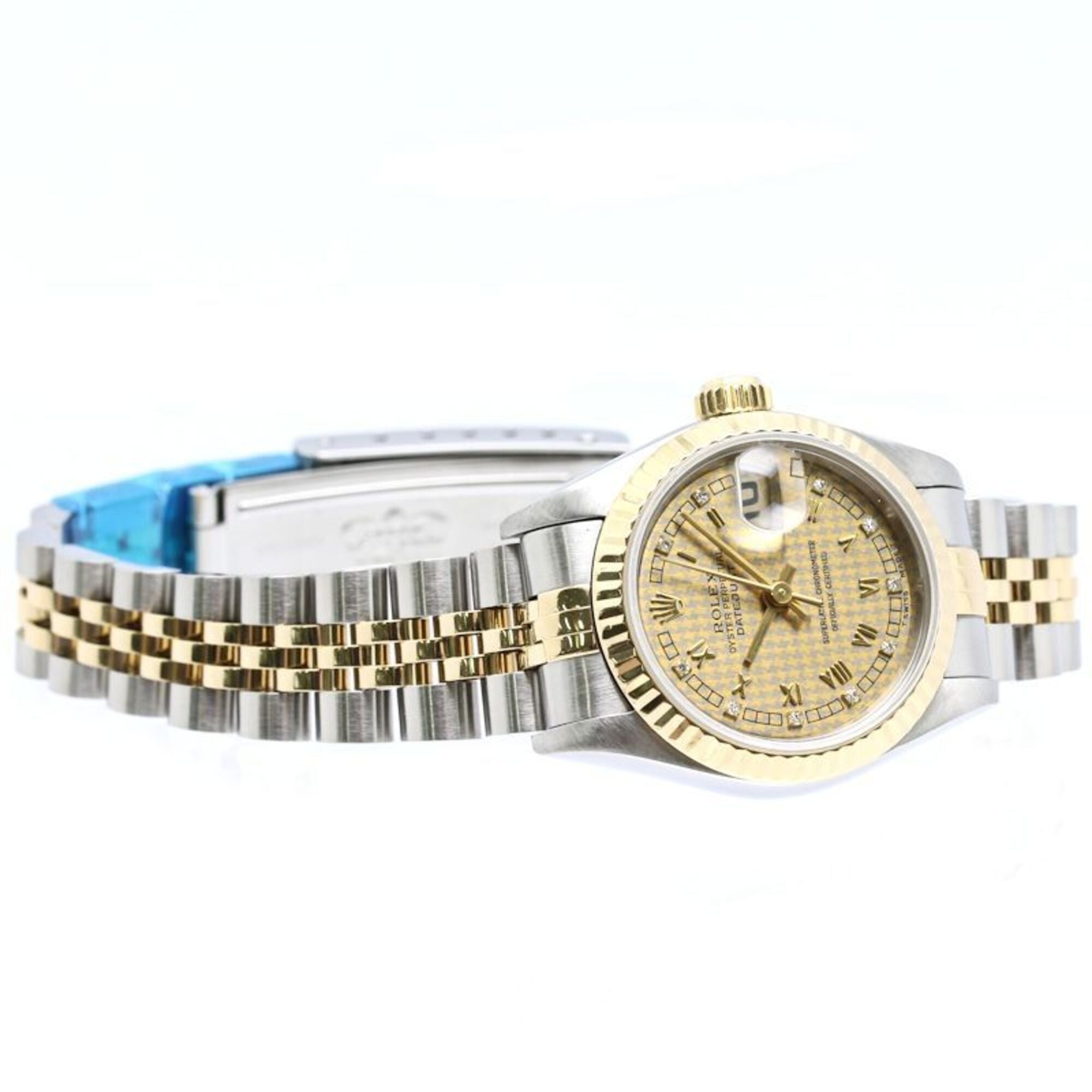 ROLEX Datejust 10P Diamond Houndstooth Gold 69173G Wo 40548