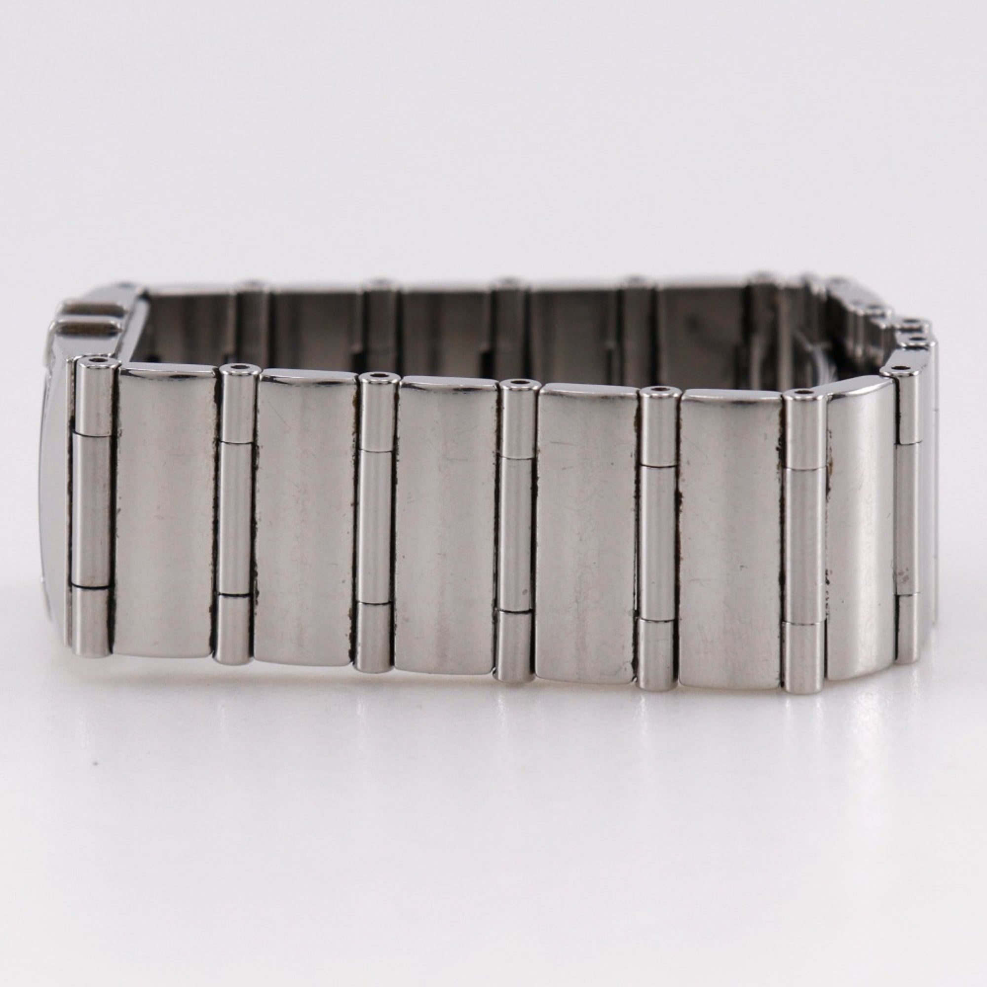 OMEGA Constellation Carree Uhr, Kal. 1376 1528.46, Edelstahl mit Diamanten, 1998, UhrwerkQuarzUhrwerk, analoge Anzeige, Schwarz Zifferblatt, Damenuhr.