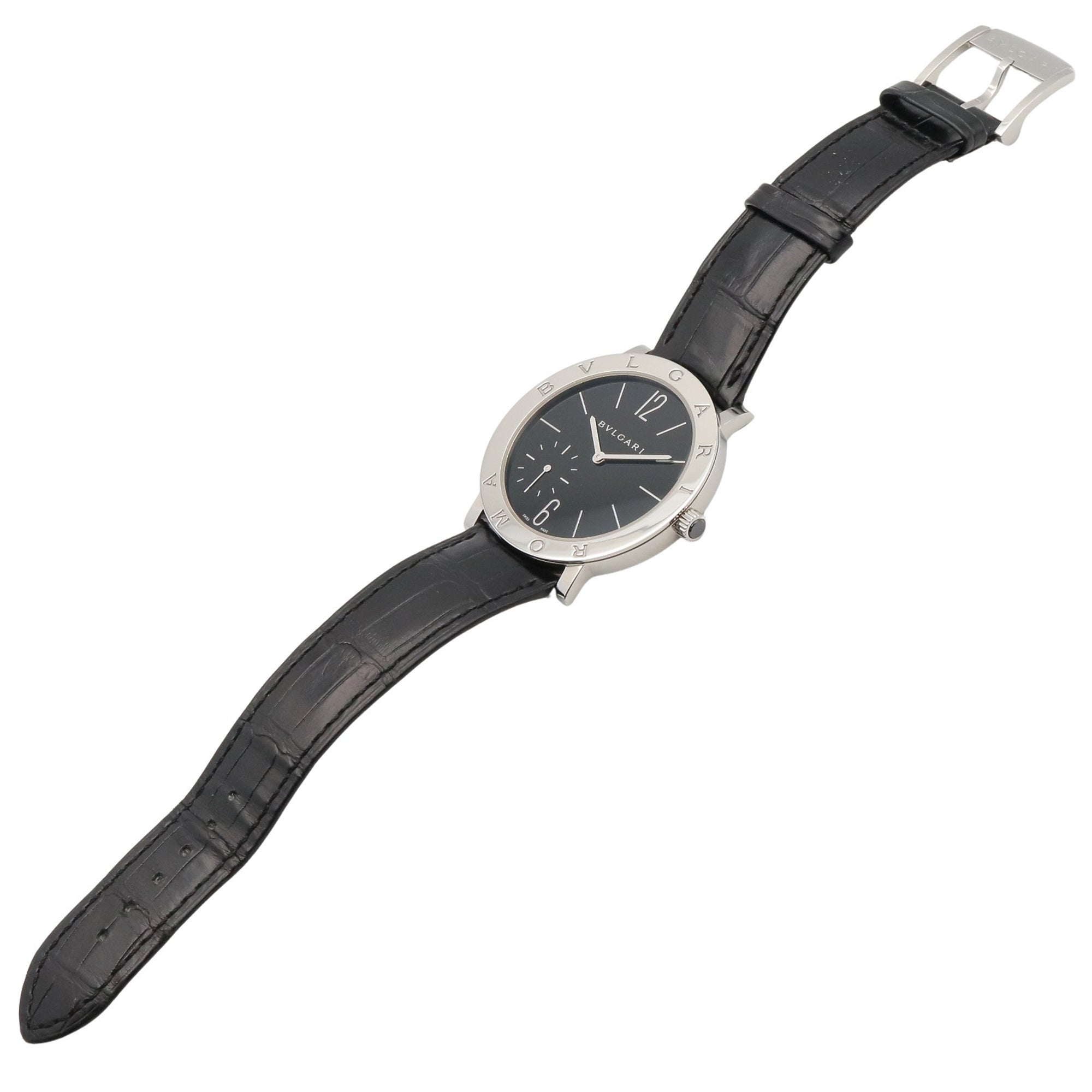Montre Bulgari BVLGARI Roma Finissimo pour homme, acier inoxydable et cuir Noir référence BB41SXTRO