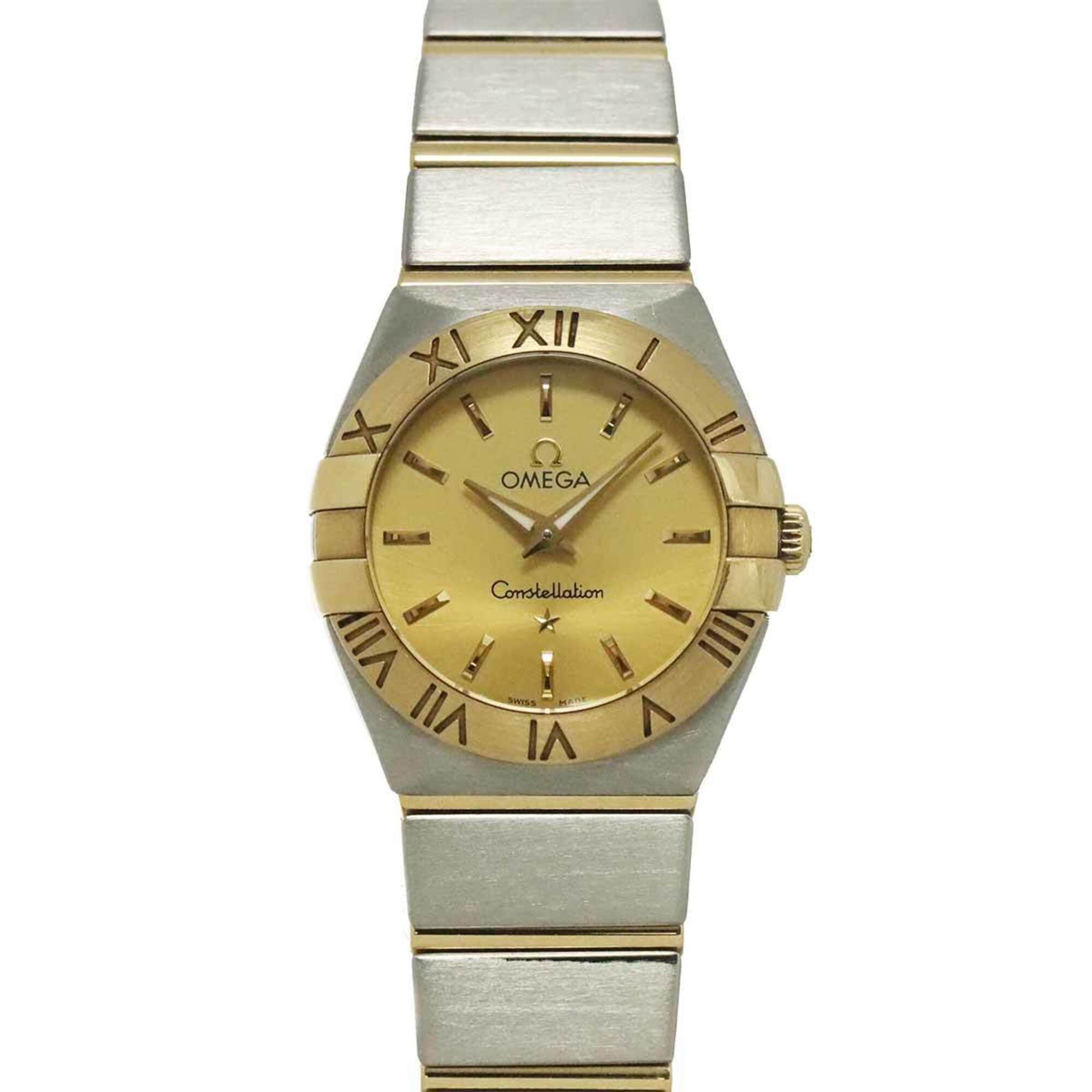 Omega Constellation Brushed 123 20 24 60 08 001 Horloge met gouden wijzerplaat, 24 mm