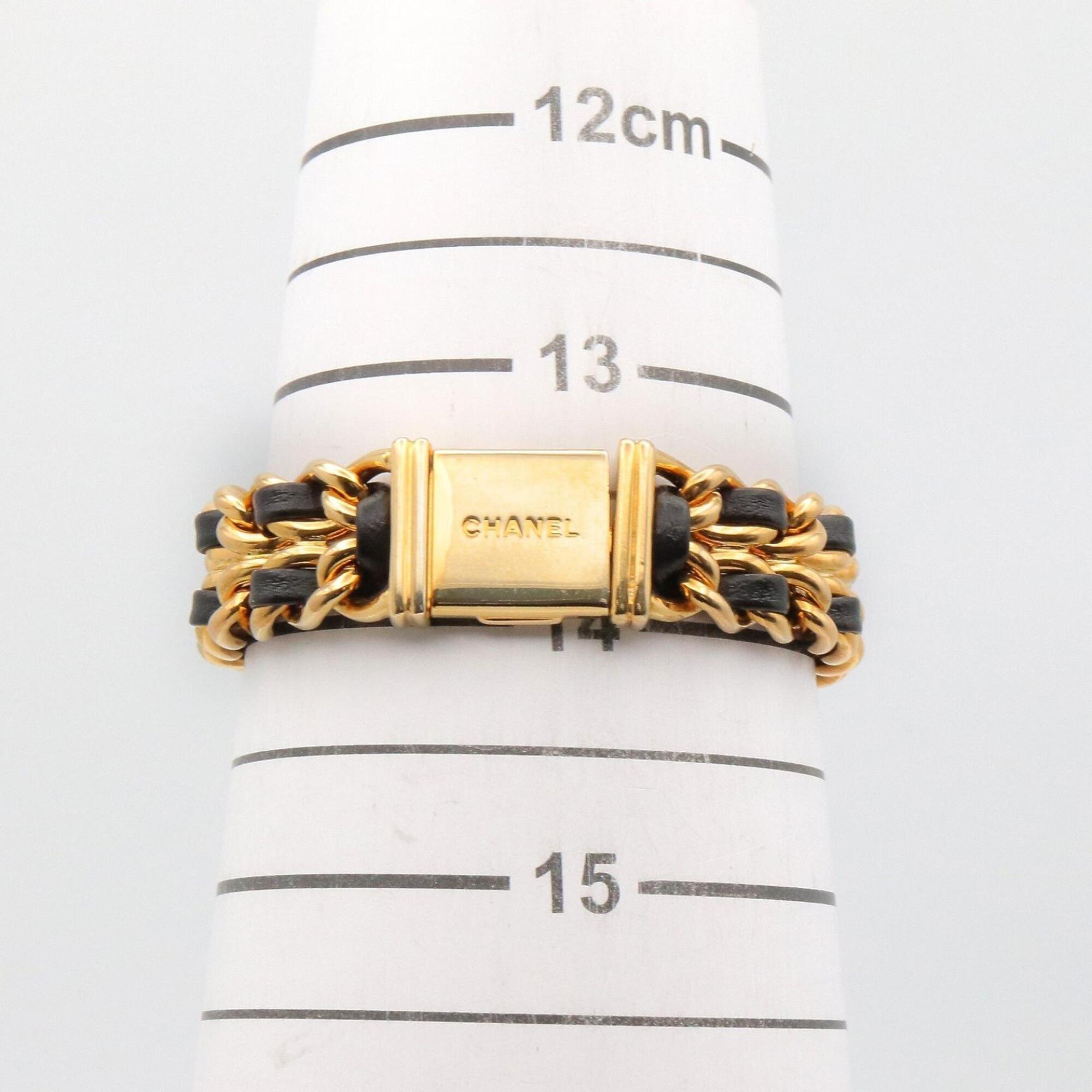 Chanel CHANEL PremiÃ¨re S Watch, Gold Plated (GP), Leather Strap, Women's, Black, H0001