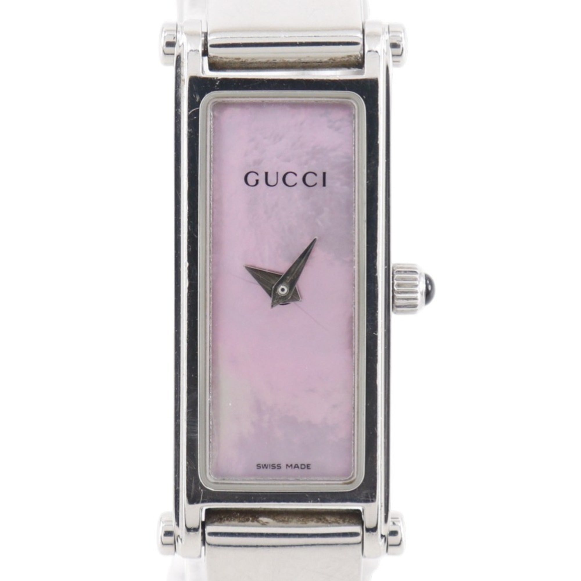 Gucci 1500L Stainless Steel Quartz Analog Watch with Pink Mother-of-Pearl Dial - Women's