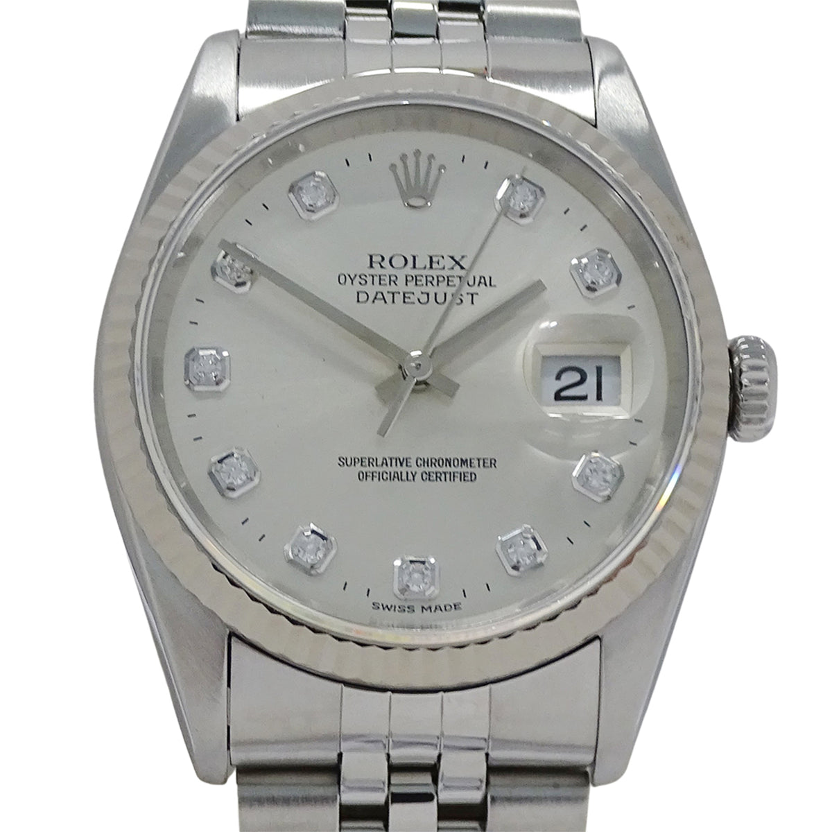 Rolex Datejust 16234G W Silver Dial 36mm Watch
