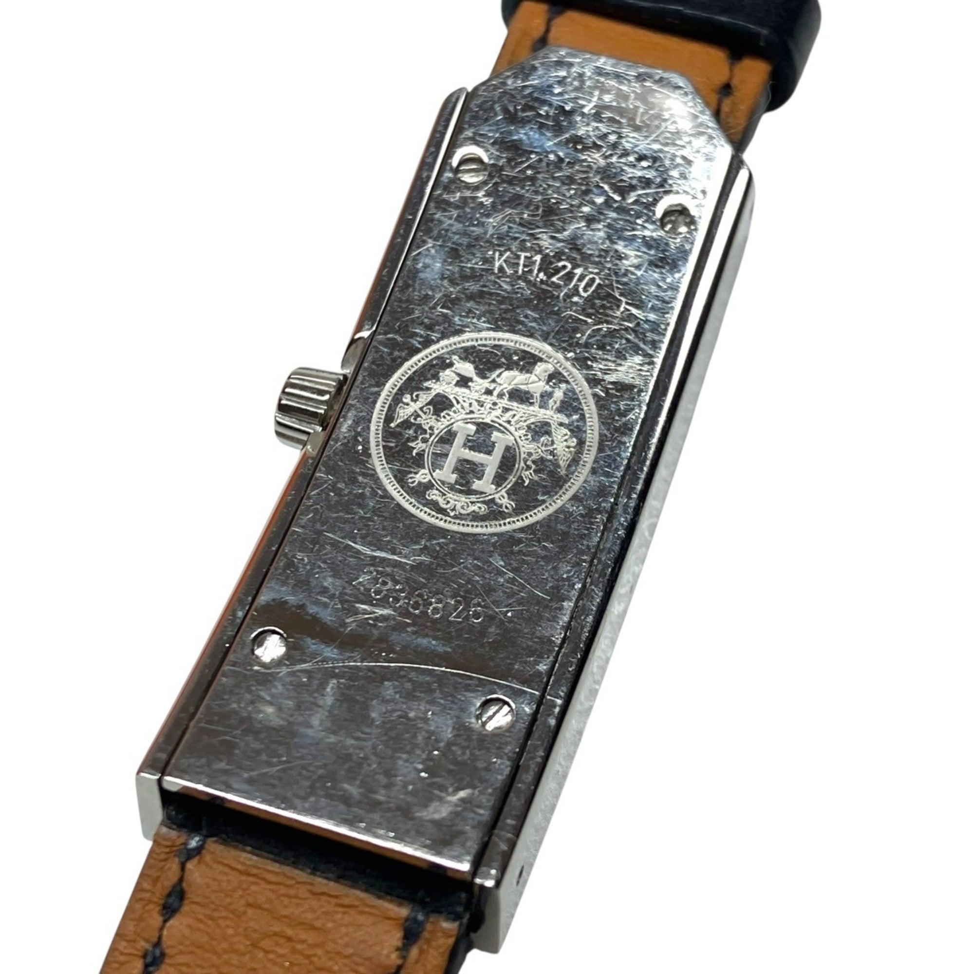 Hermes Kelly II watch, model, total weight 24.2g, stainless steel, genuine leather strap, quartz movement, white dial, KT1.210.