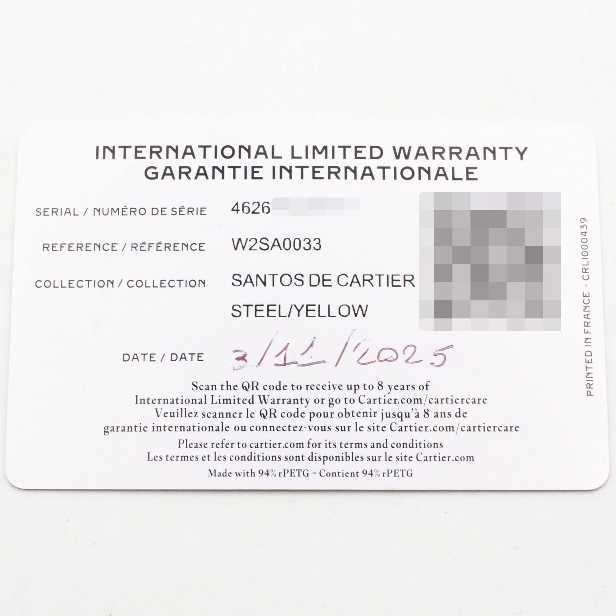 Cartier Santos W2SA0033 Silver Dial Stainless steel, yellow gold 27mm Watch