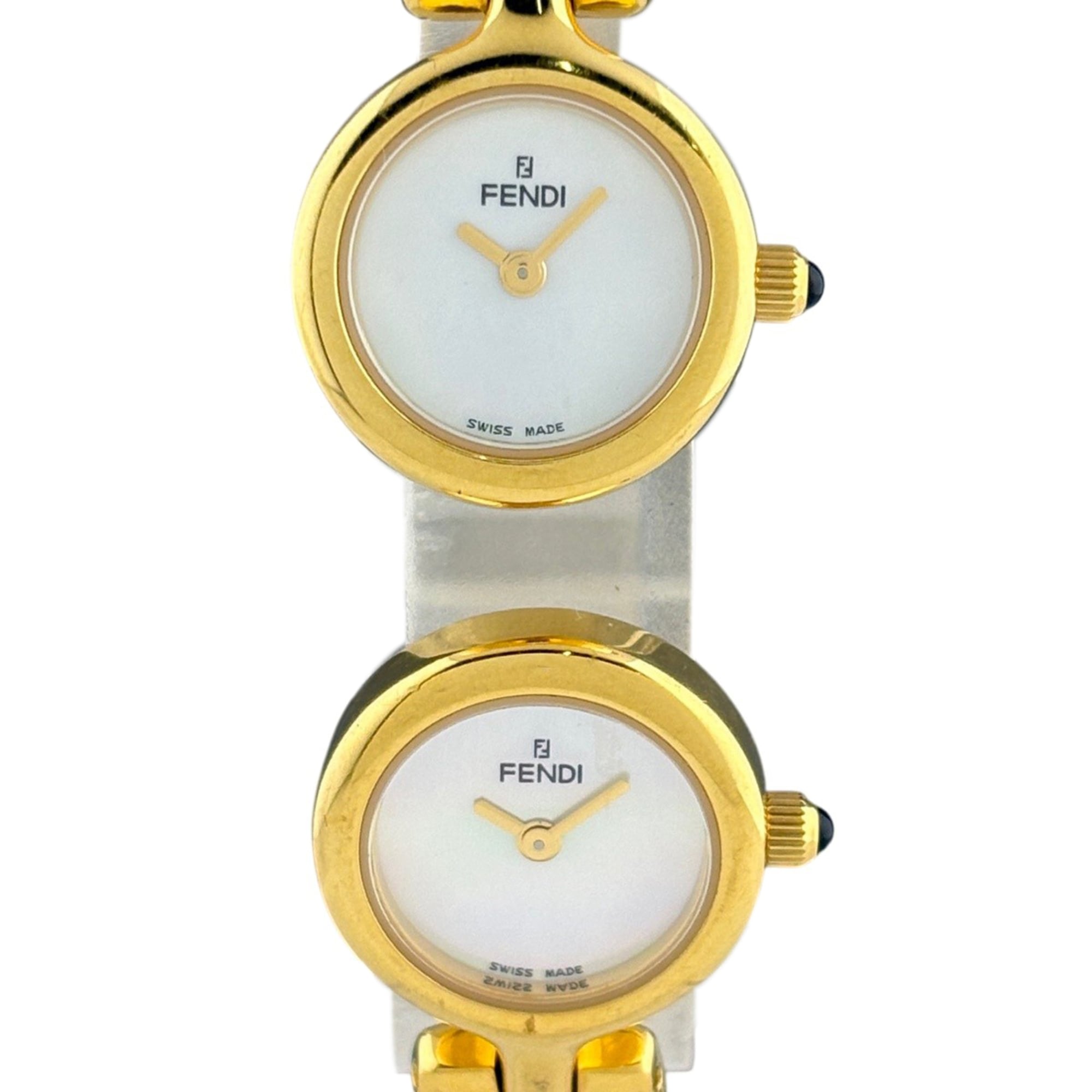 Fendi FENDI Double Face Dual Time Bangle 620L White Dial 18mm Watch