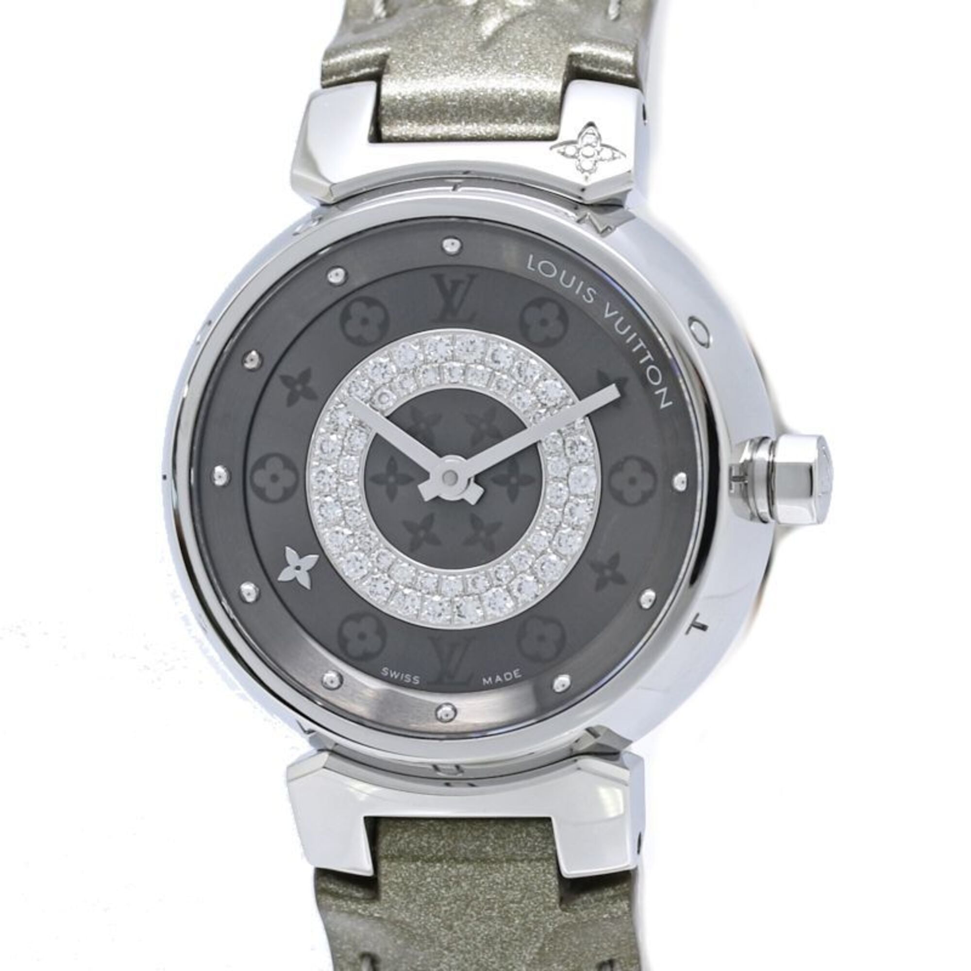 LOUIS VUITTON Tambour Disc PM Diamond Q12MU0 Wo 40564