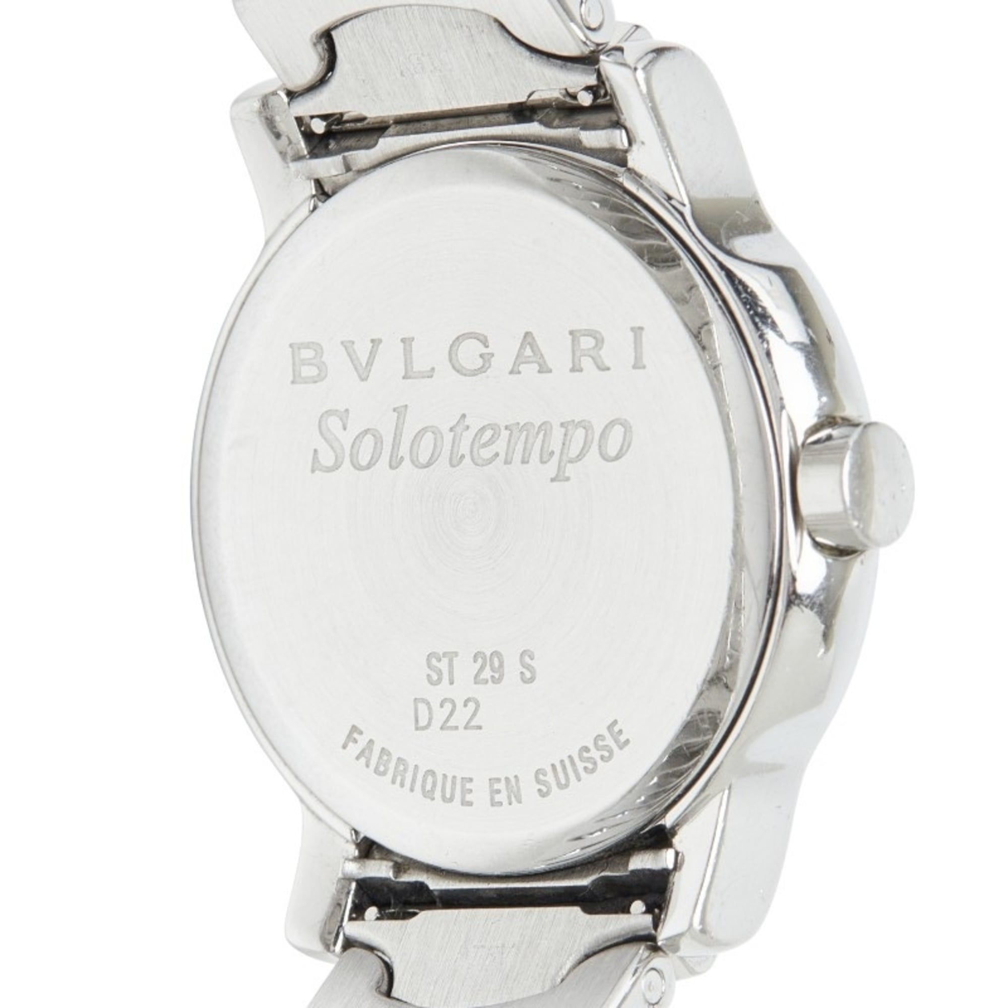 Montre Quartz Bulgari Solotempo ST29S, cadran Noir, acier inoxydable, pour femme, BVLGARI
