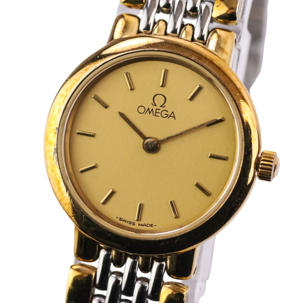 Omega De Ville-horloge met gouden wijzerplaat, 22 mm