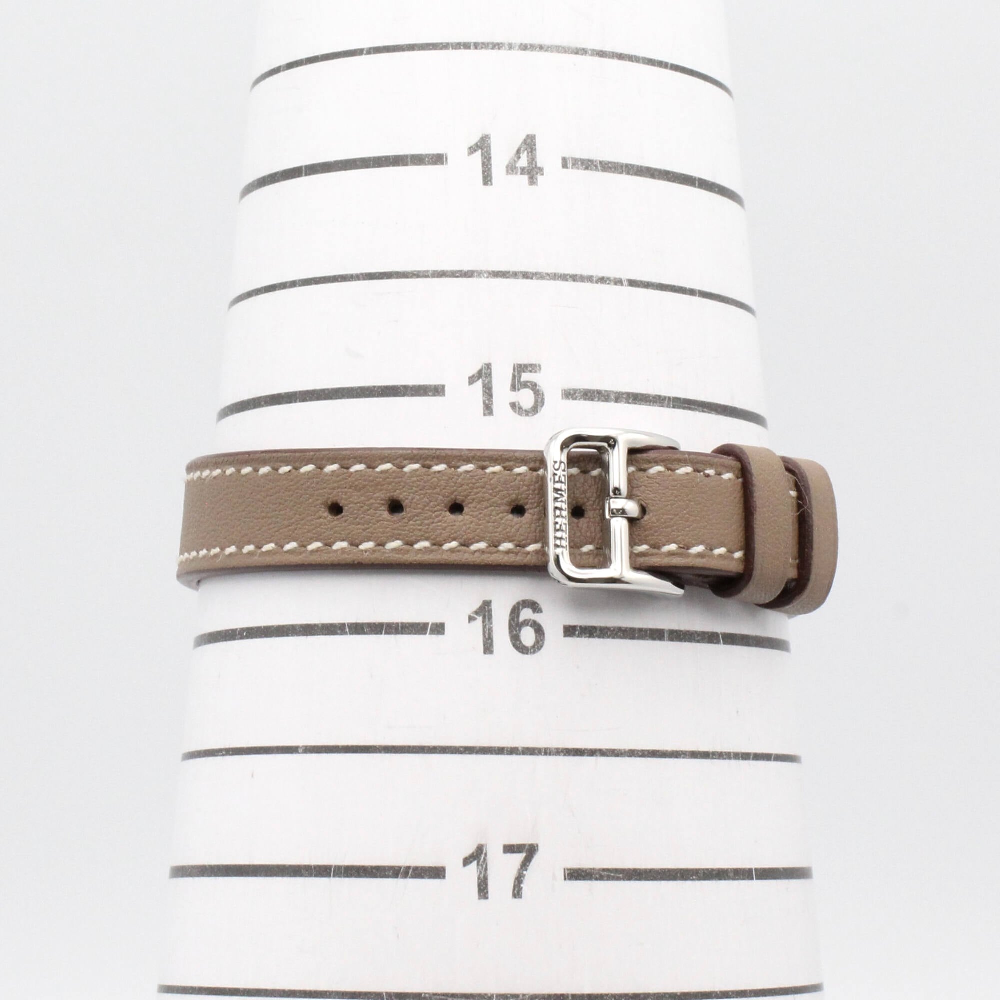 Hermes Mini Medor Stainless Steel Leather Strap Wo Silver Tone ME2.110