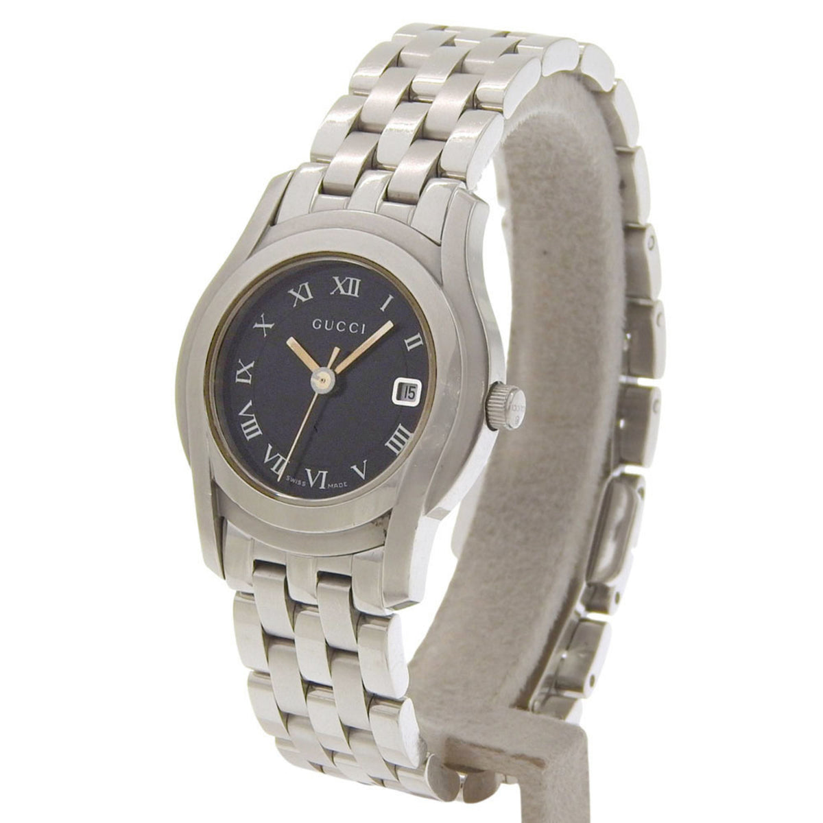 Gucci 5500L Black Dial Stainless Steel Quartz Watch, Approx. 26mm, Women's Date Display
