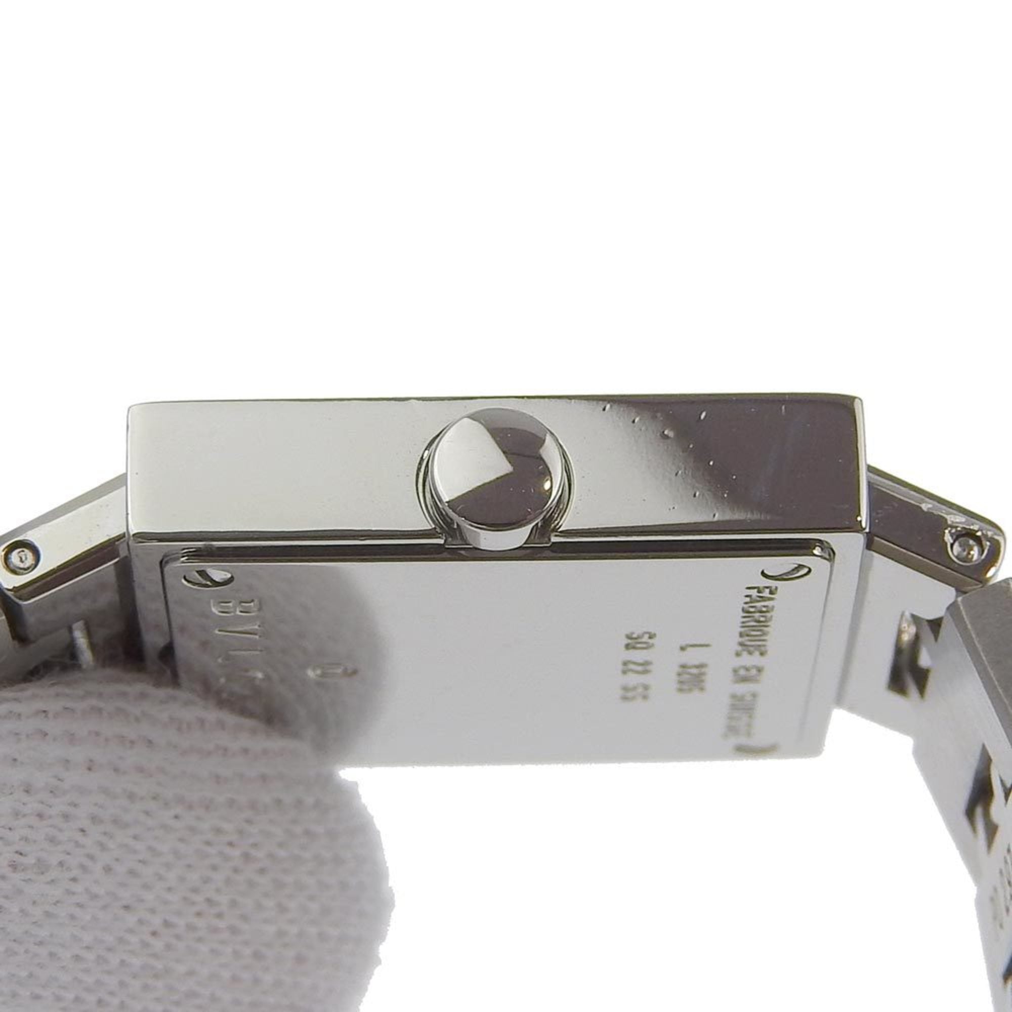 BVLGARI Quadrado SQ22SS roestvrijstalen horloge met quartz uurwerk, analoge wijzerplaat, zwarte wijzerplaat, voor dames