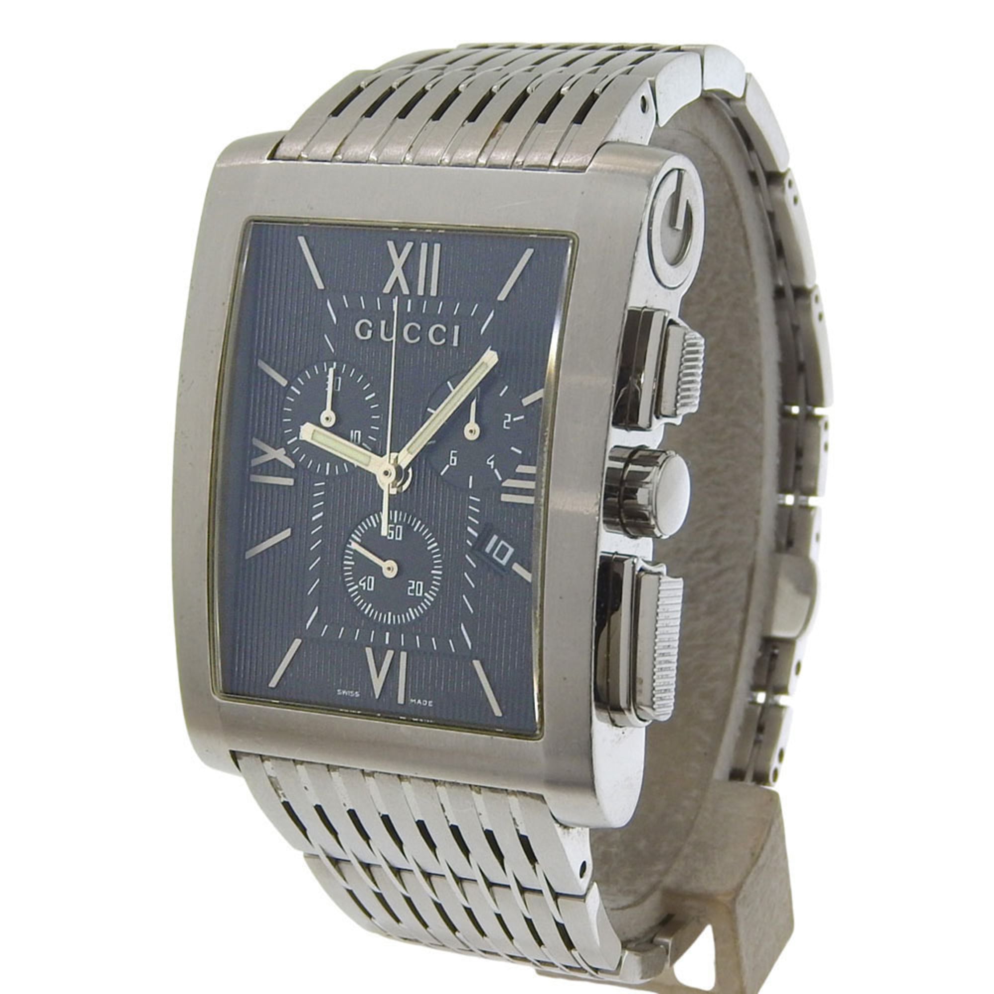 Gucci G-Metro 8600M Stainless Steel Quartz Chronograph Watch with Black Dial - Men's