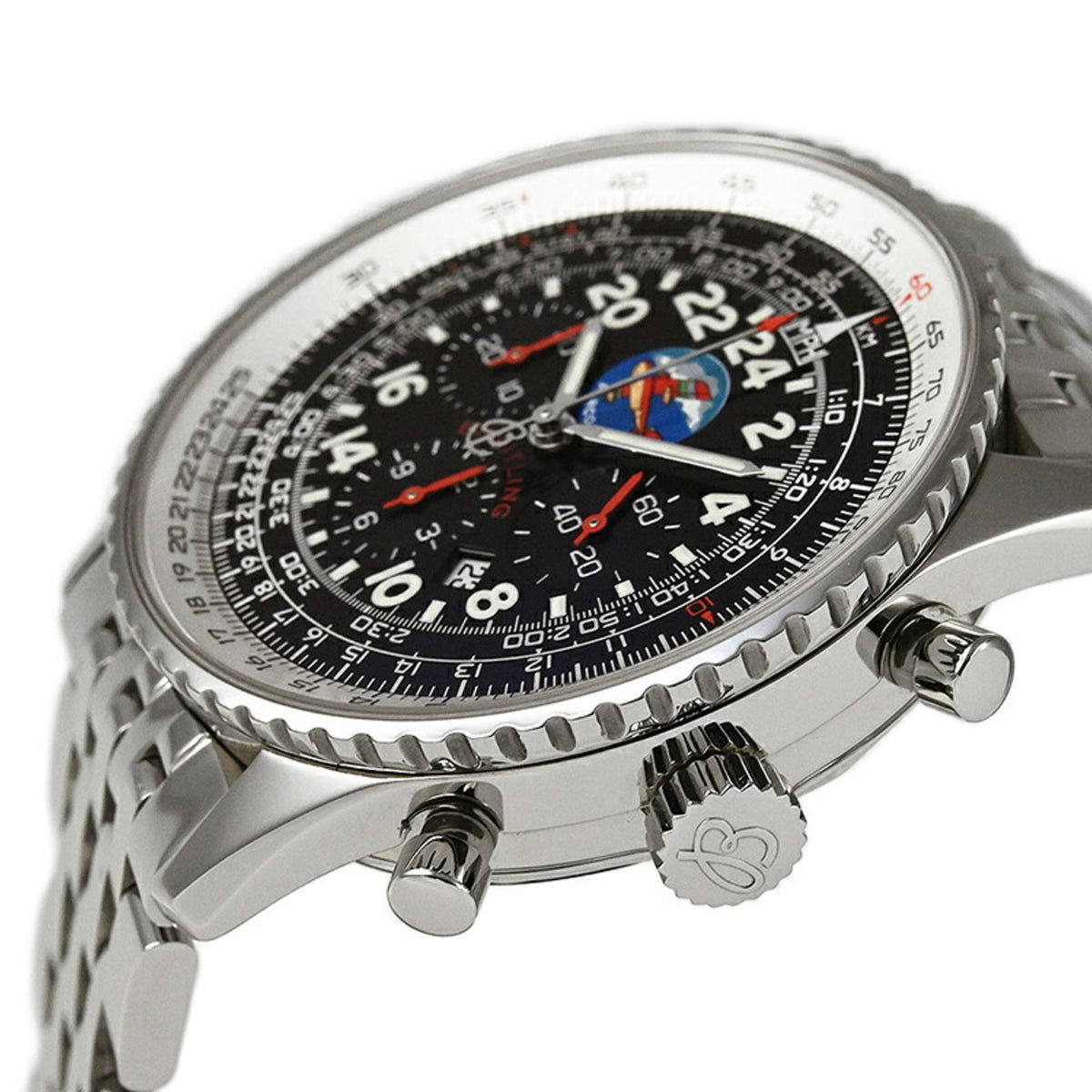 Breitling Navitimer Cosmonaut Flyback Porco Rosso A222BPRNP (A22322) Schwarz Zifferblatt 41 mm Uhr