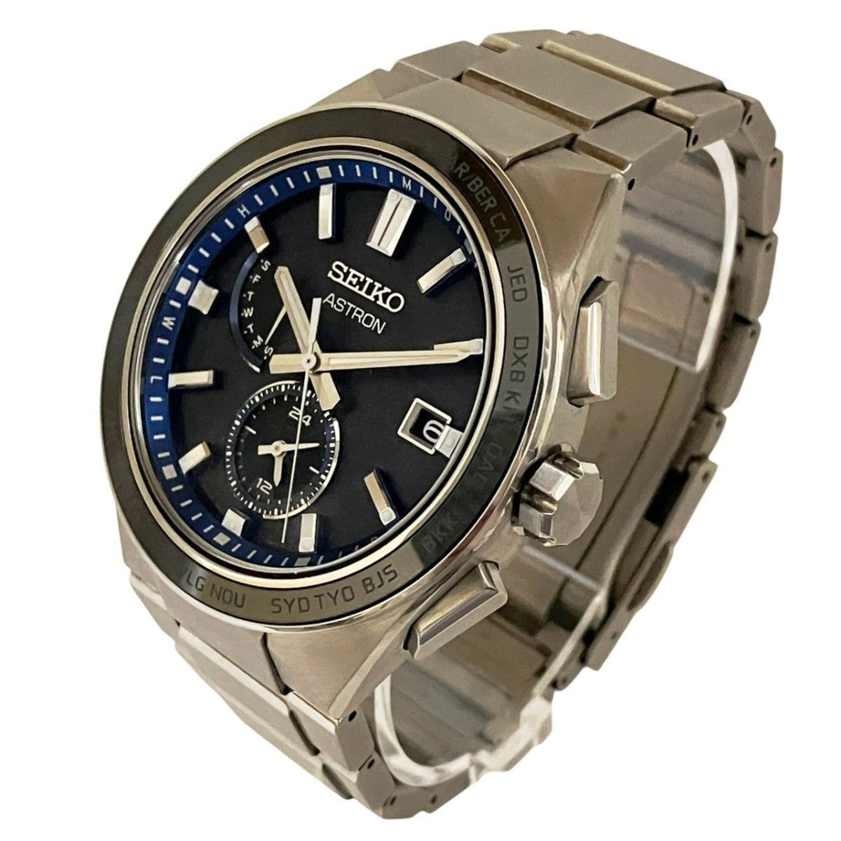 Seiko Astron Nextar World Time SBXY051/8B63-0BD0 horloge met marineblauwe wijzerplaat, 42 mm