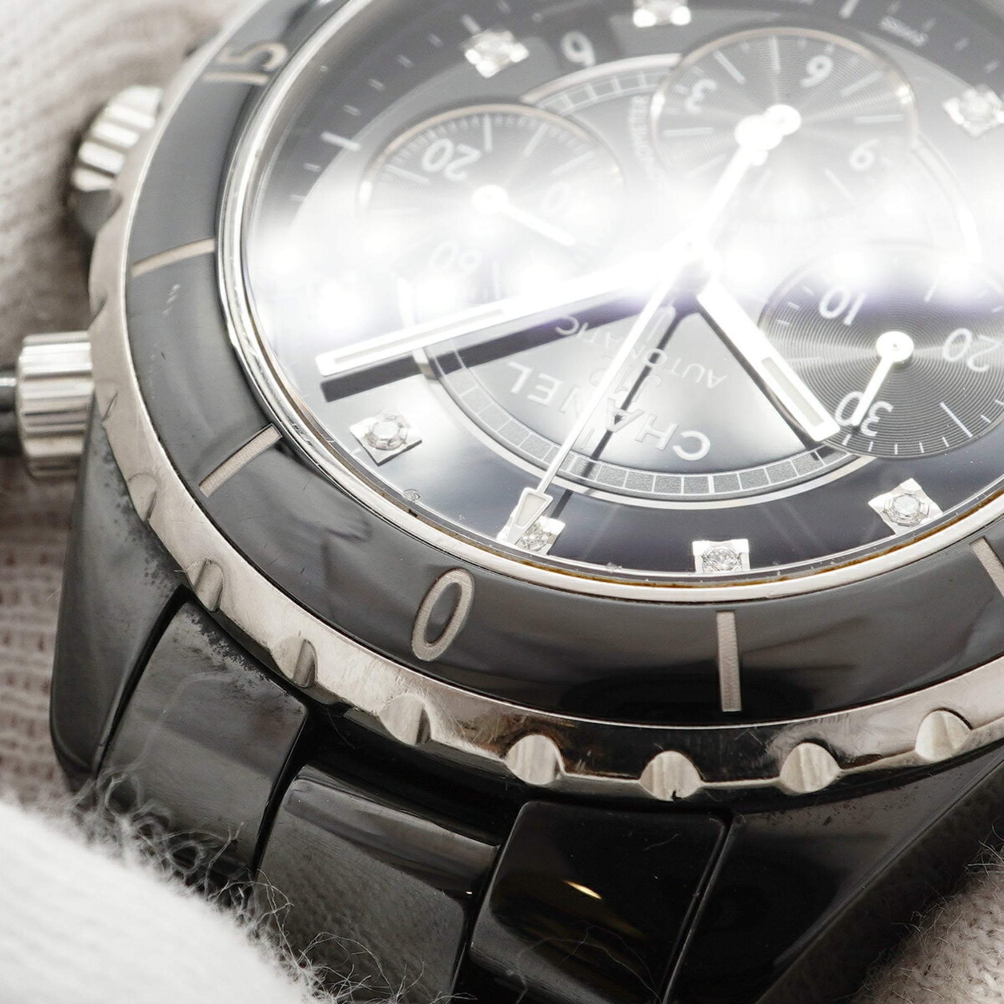 Chanel J12 Diamond H2419 Black Dial Men's Watch